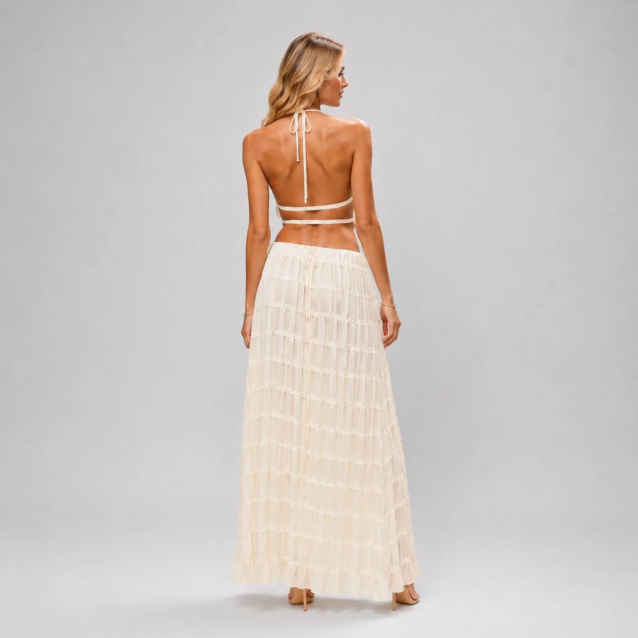 Ruffle Halter Wide Leg Set