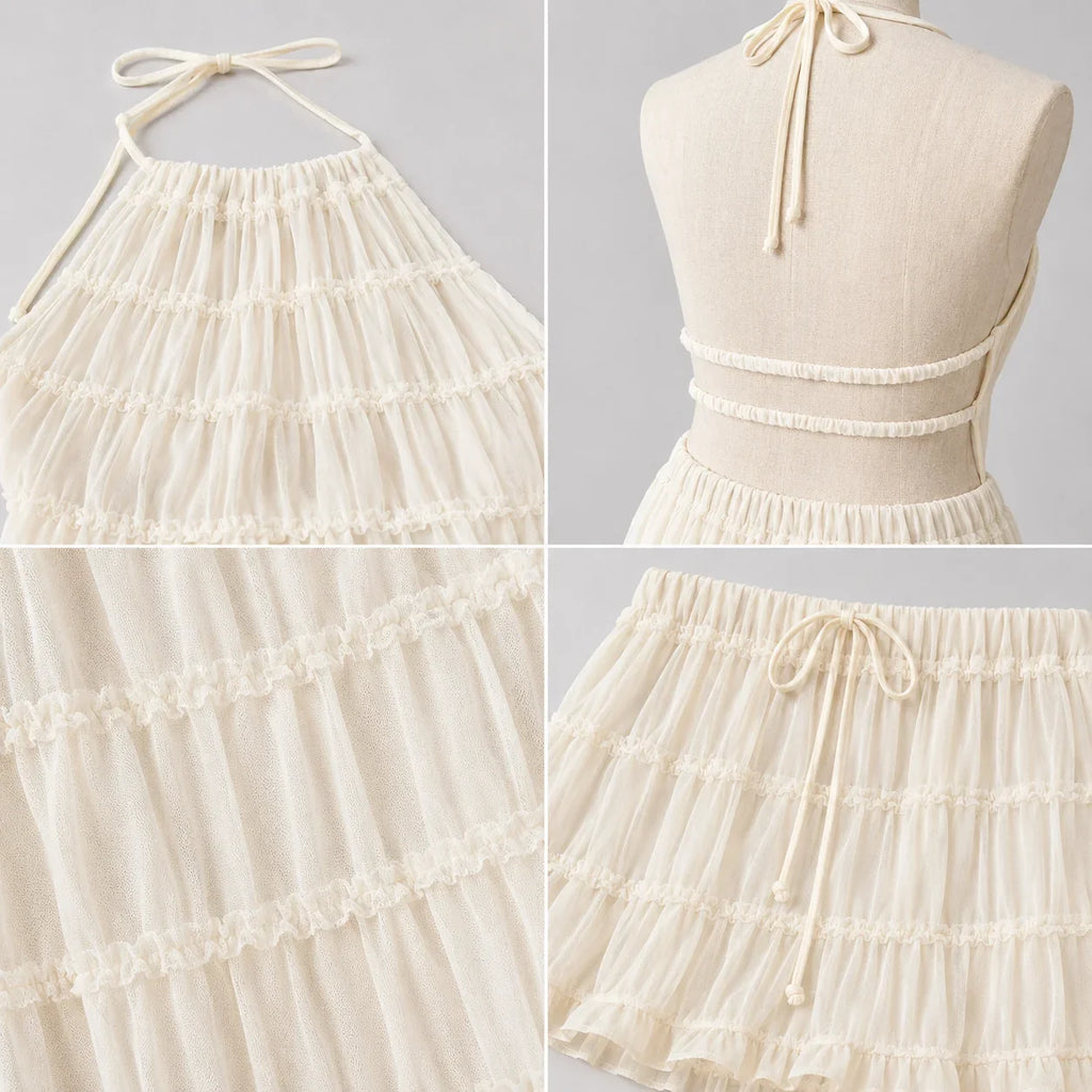 Ruffle Halter Wide Leg Set