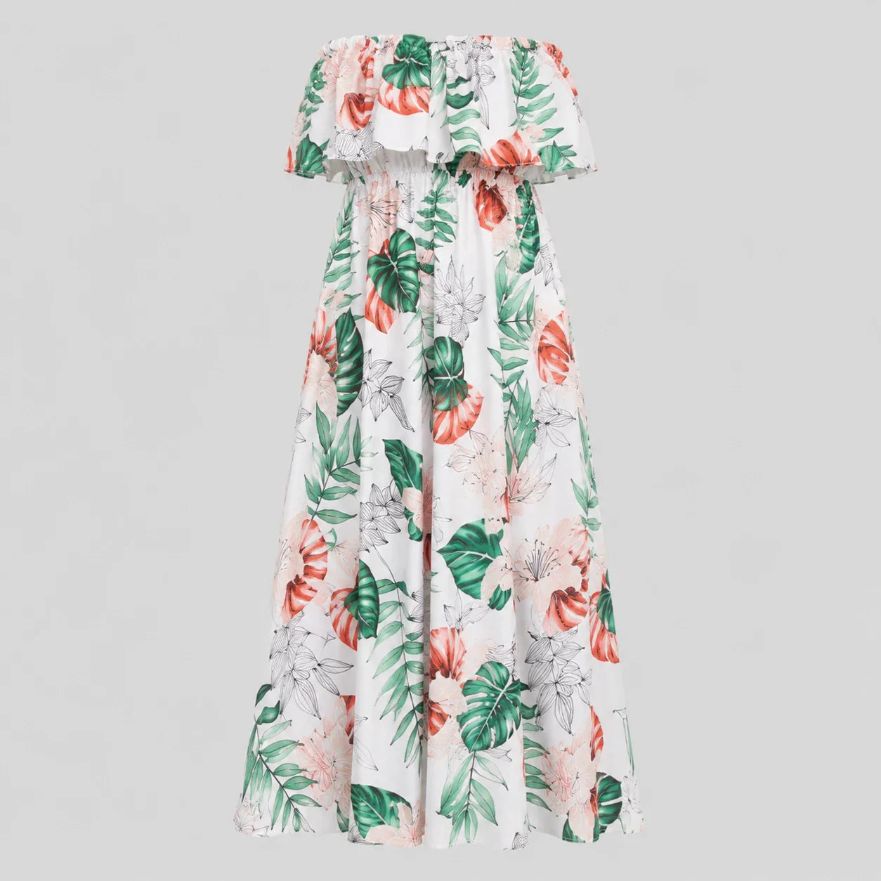 Tropical Ruffle Maxi Dress WHD0606001