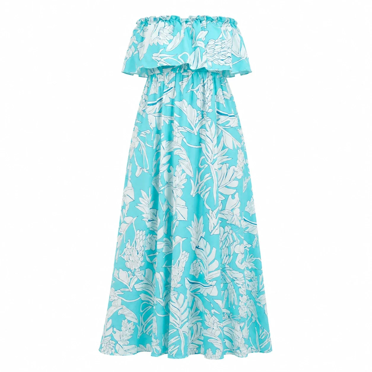 Tropical Ruffle Maxi Dress WHD0606001