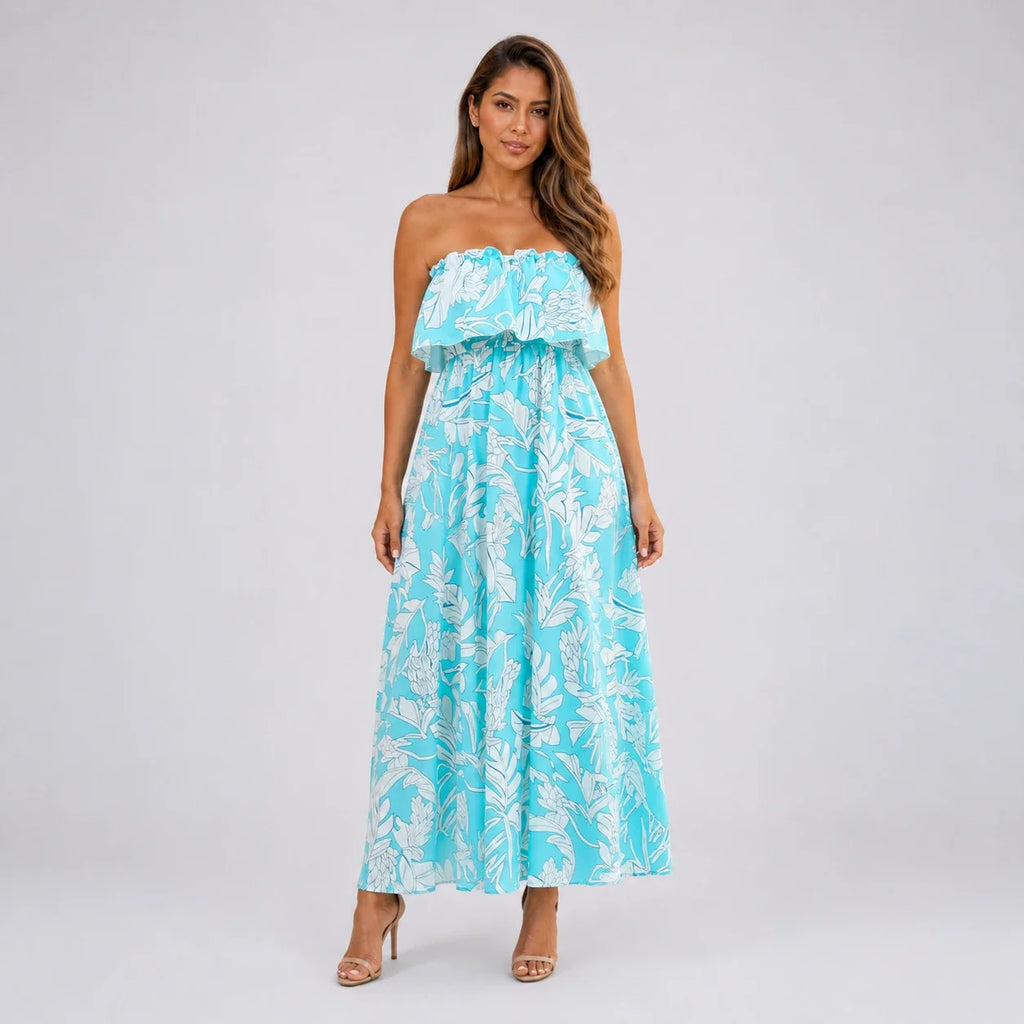 Tropical Ruffle Maxi Dress WHD0606001