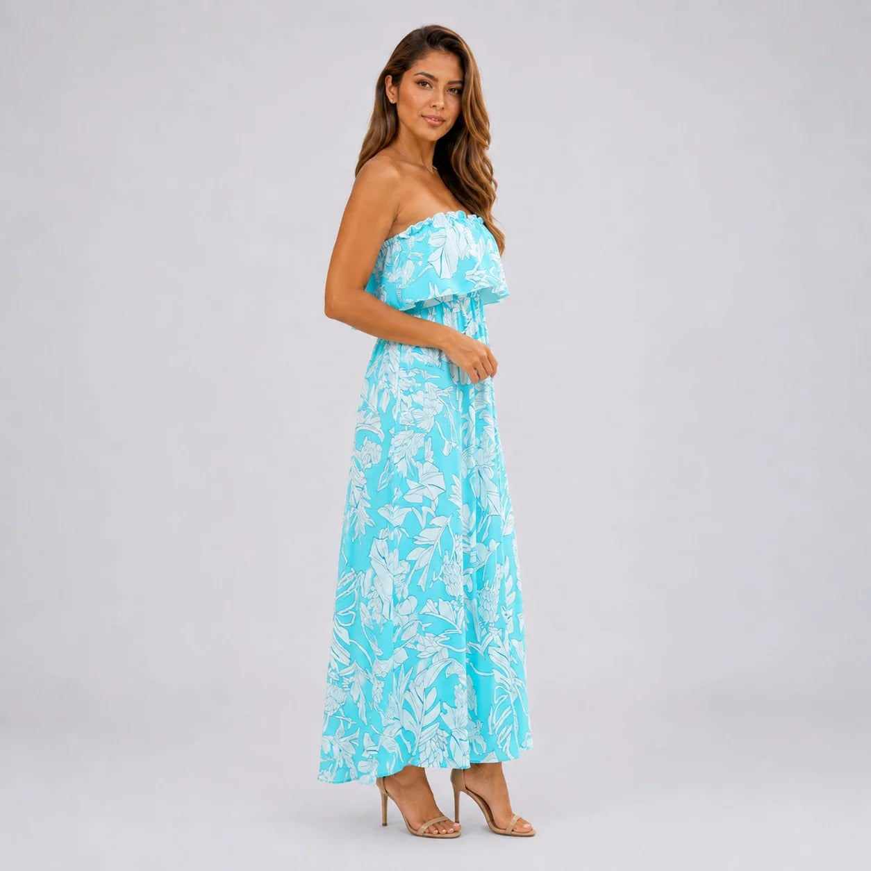 Tropical Ruffle Maxi Dress WHD0606001
