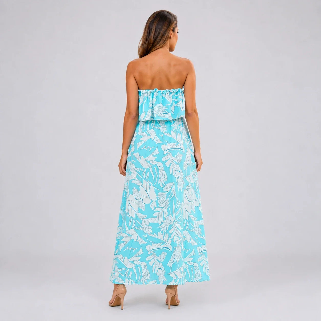 Tropical Ruffle Maxi Dress WHD0606001