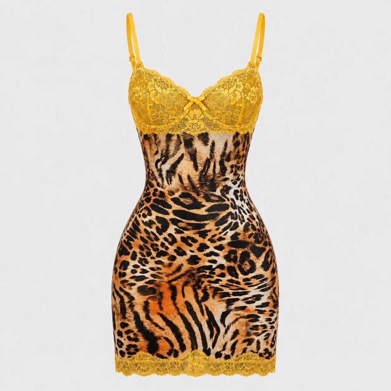 Animal Print Lace Mini Dress WHD0606002