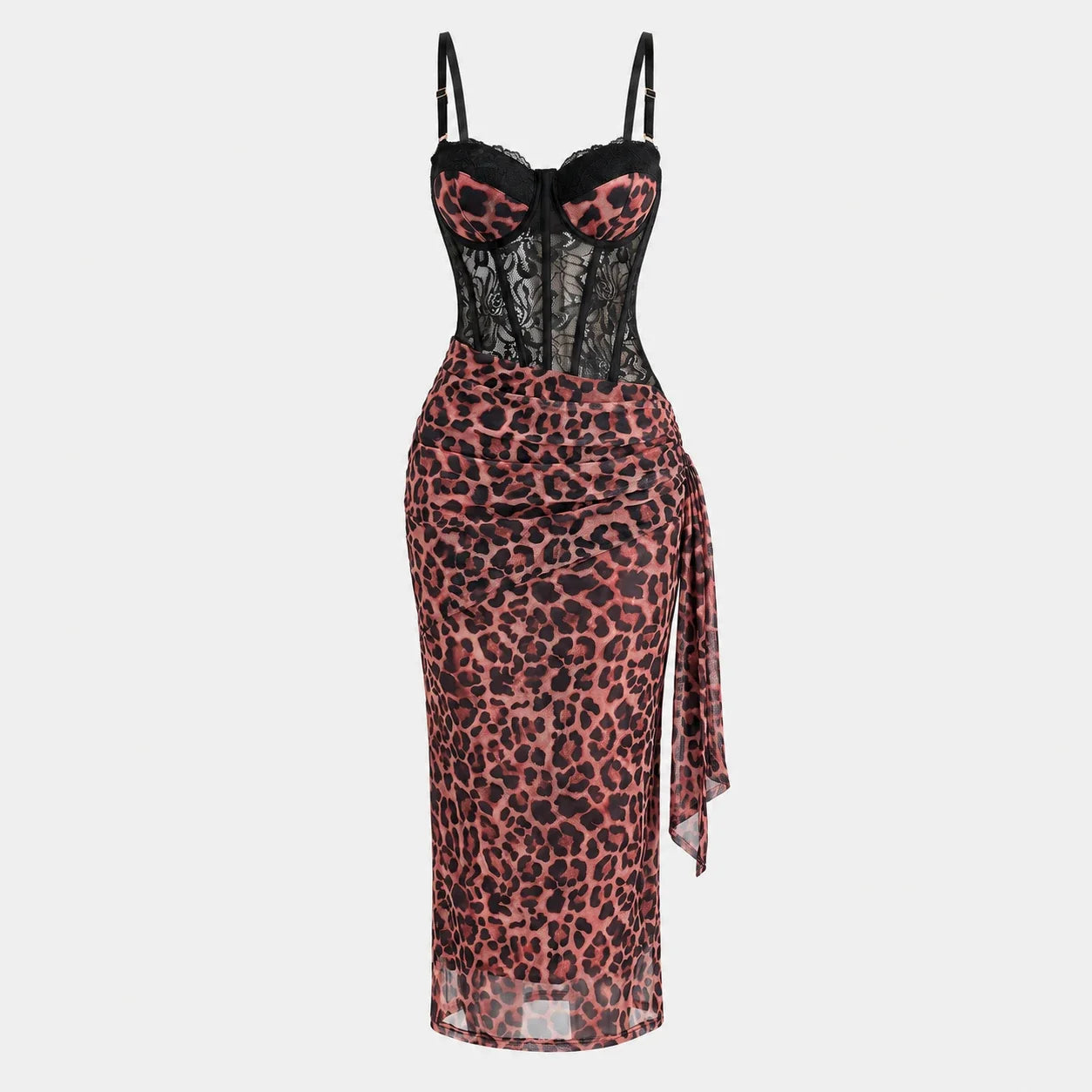 Leopard Lace Corset Maxi Dress WHD0606004