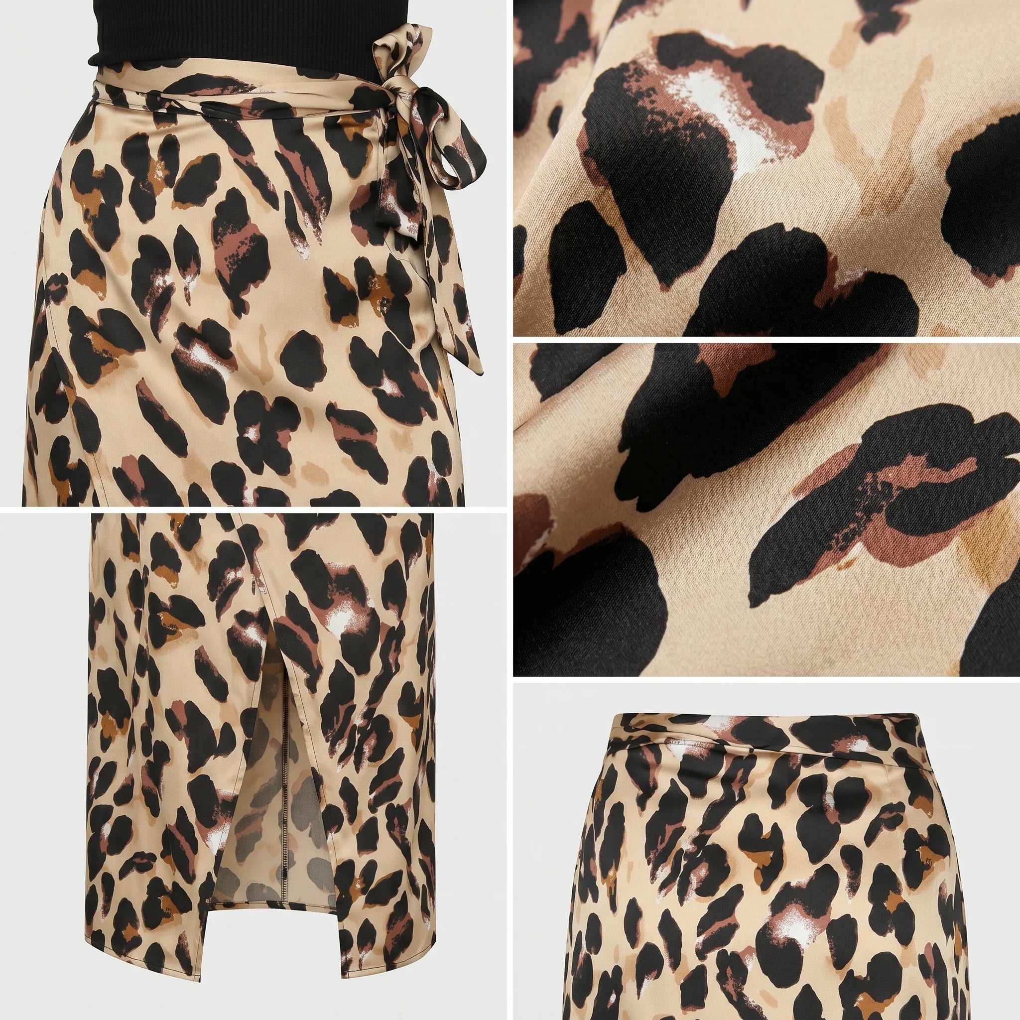 Leopard Tie-Waist Midi Skirt WHD0606005