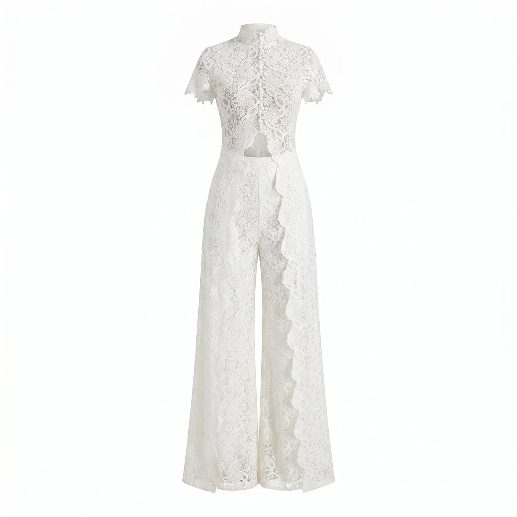 White Lace Wide Leg Set WHD0606006