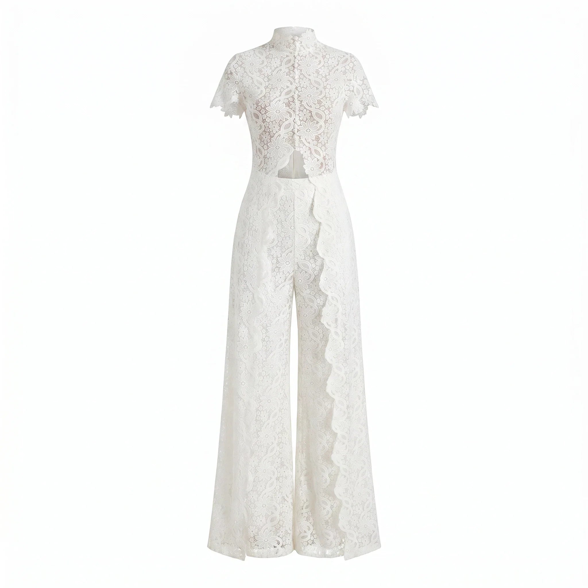 White Lace Wide Leg Set WHD0606006