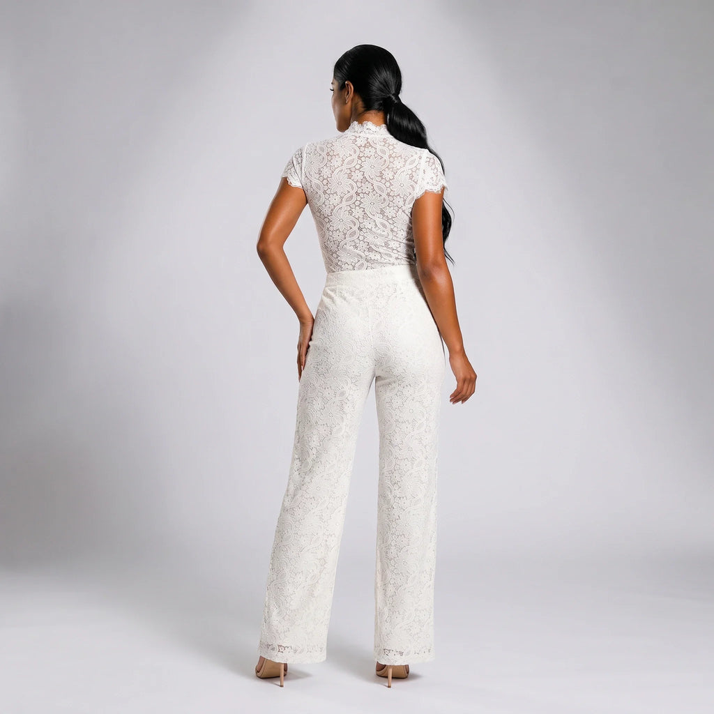 White Lace Wide Leg Set WHD0606006