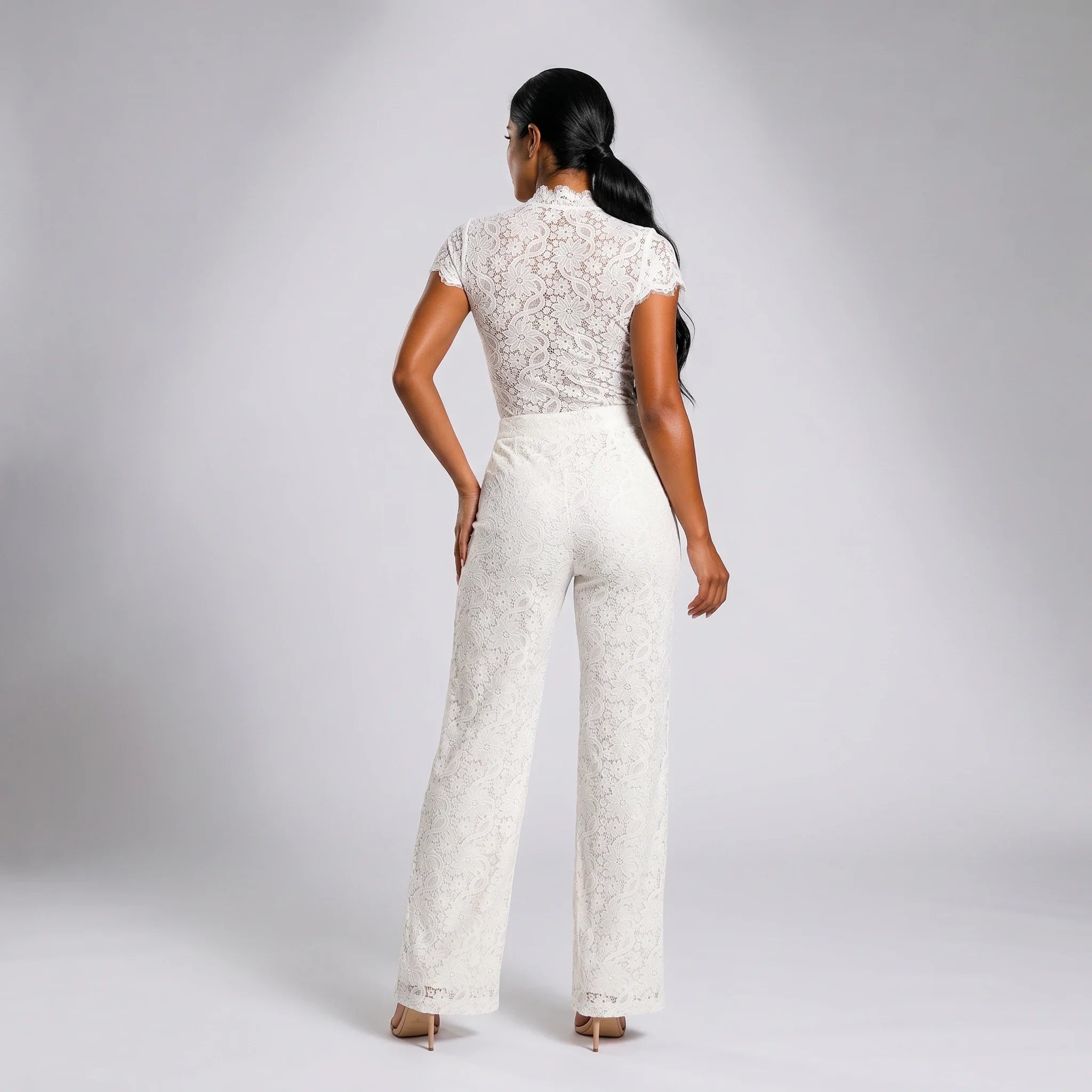 White Lace Wide Leg Set WHD0606006