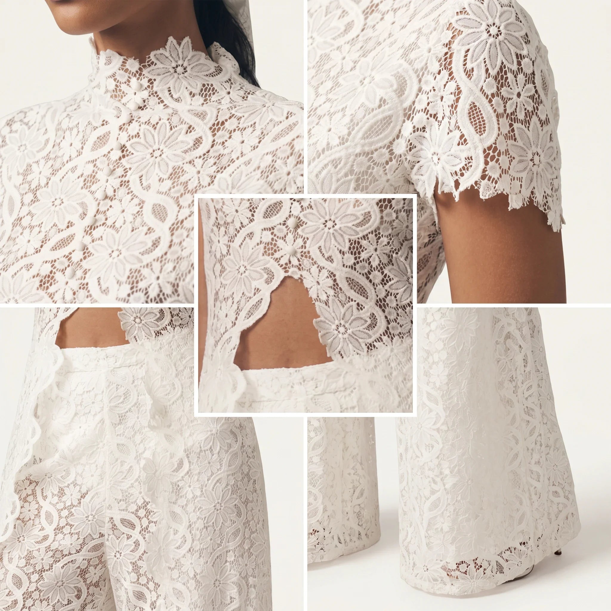 White Lace Wide Leg Set WHD0606006