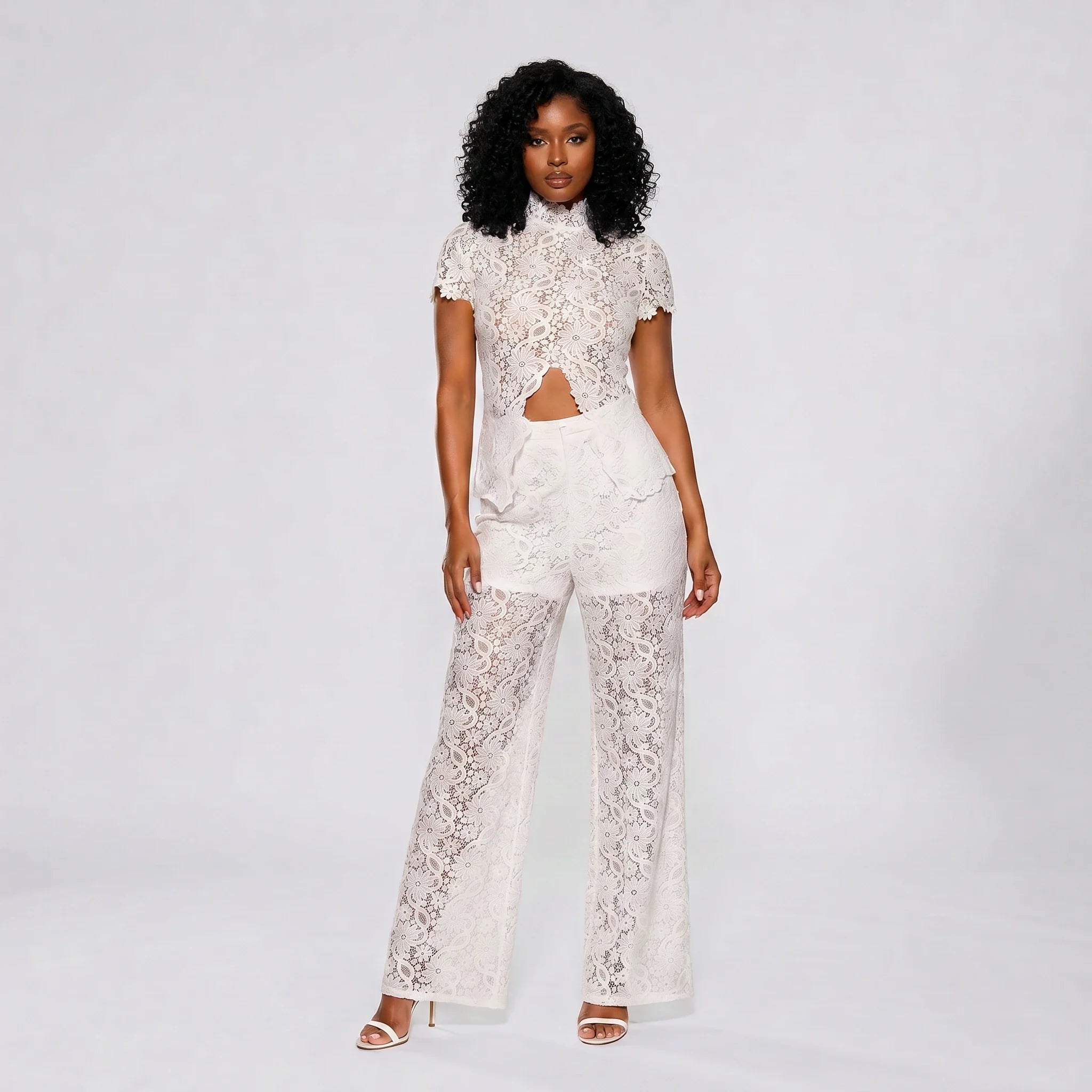 White Lace Wide Leg Set WHD0606006