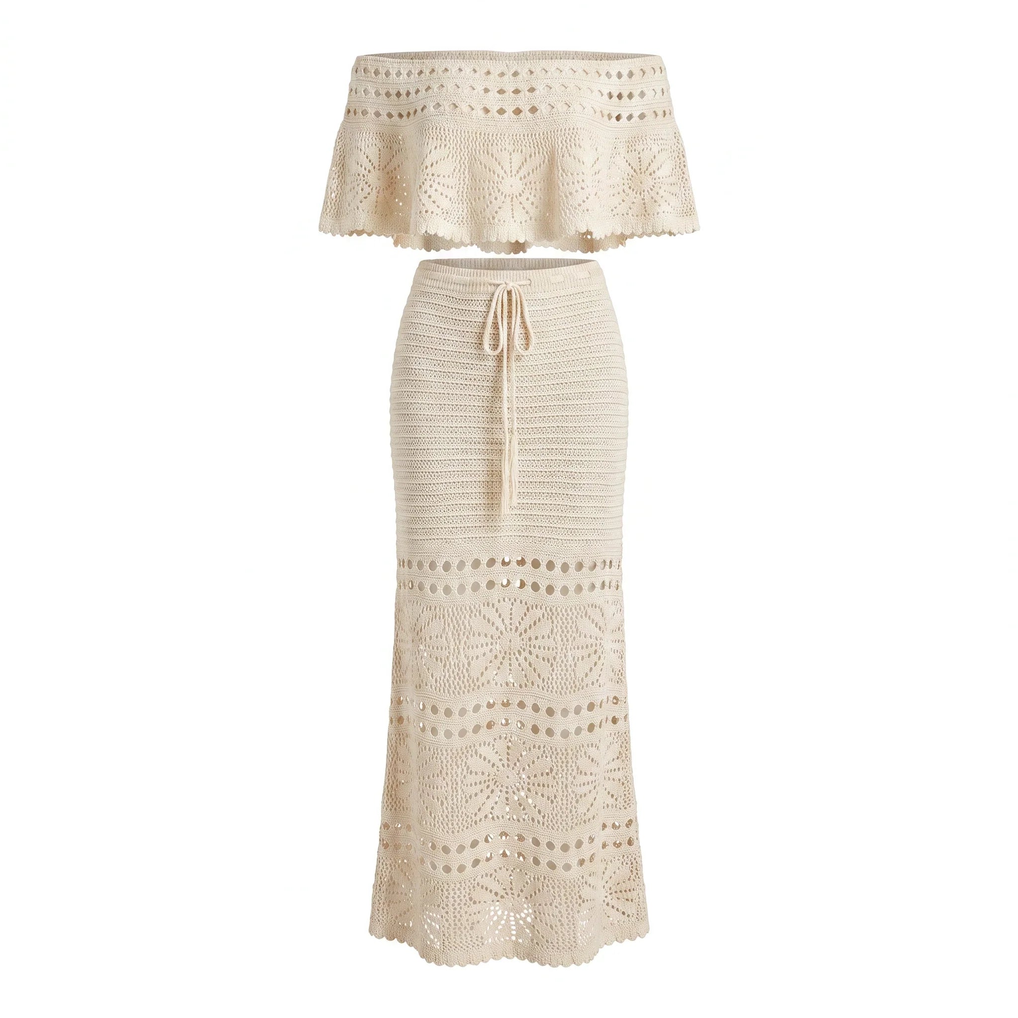 Ivory Crochet Skirt Set WHD0606007