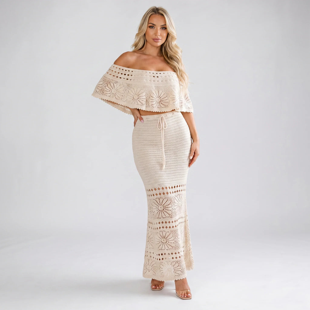 Ivory Crochet Skirt Set WHD0606007