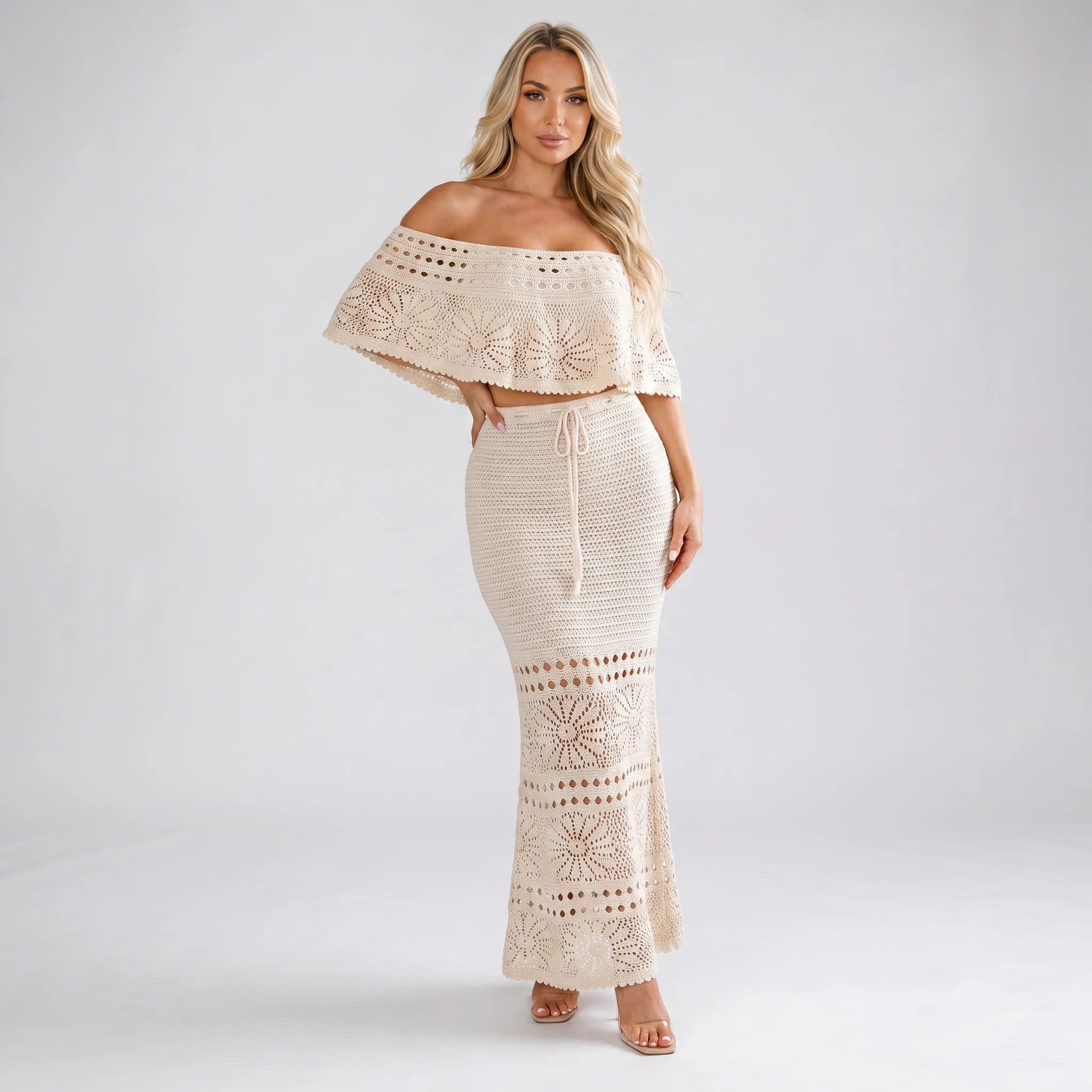Ivory Crochet Skirt Set WHD0606007