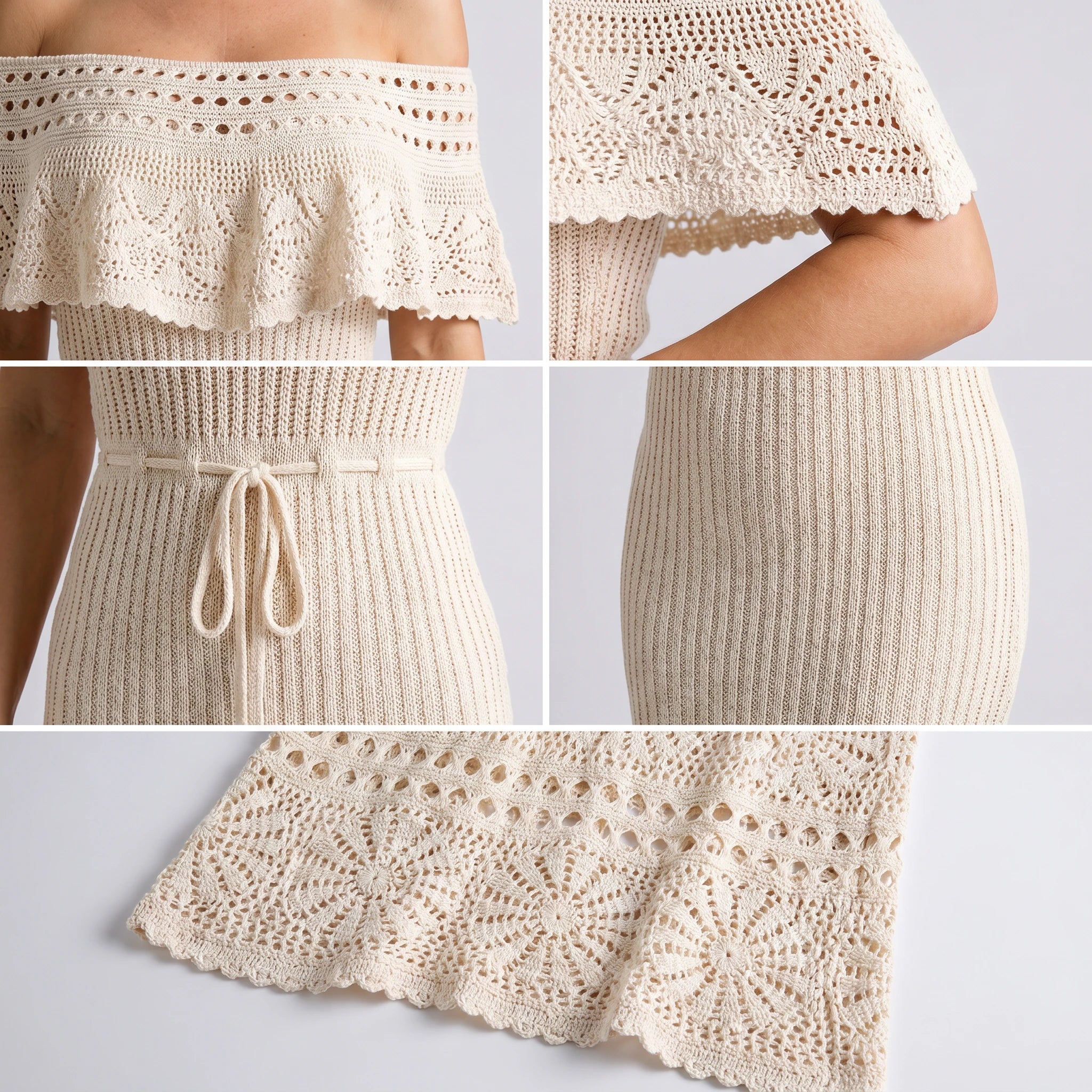 Ivory Crochet Skirt Set WHD0606007