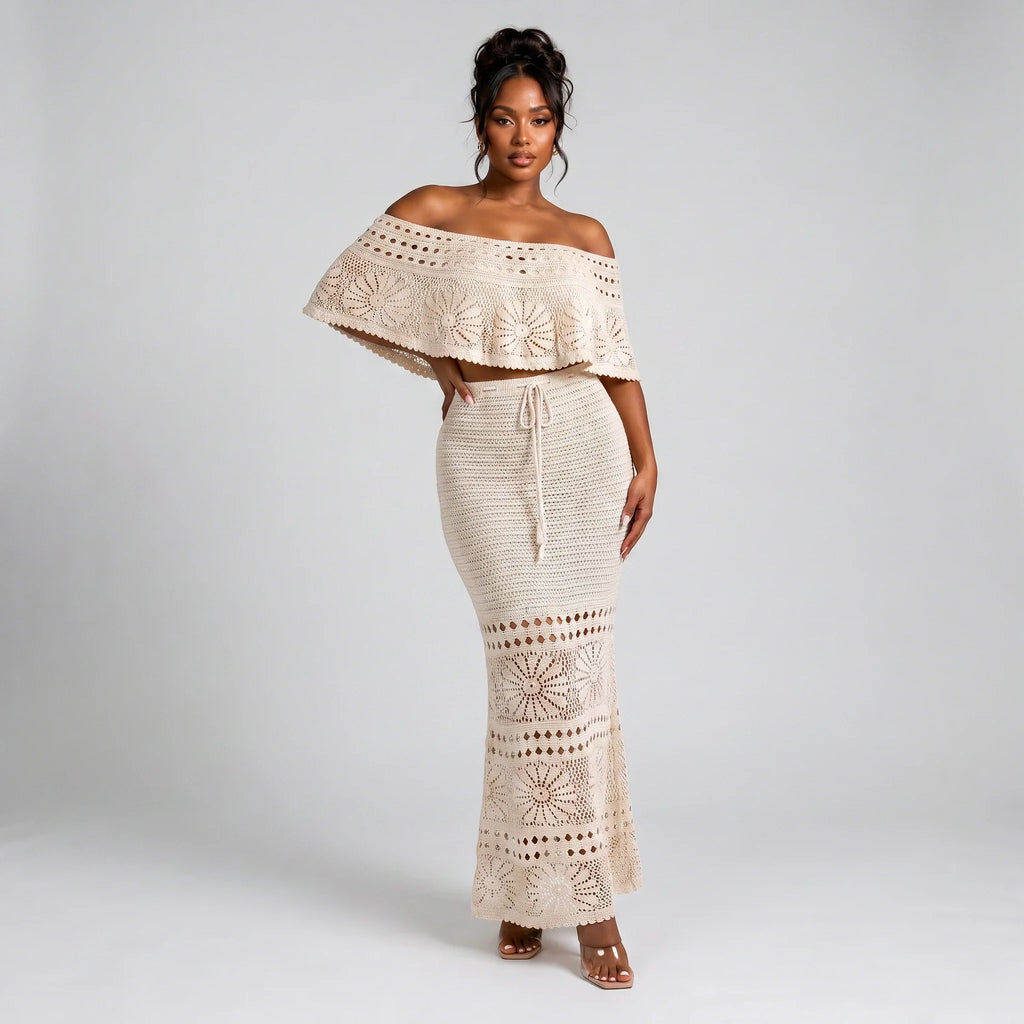 Ivory Crochet Skirt Set WHD0606007