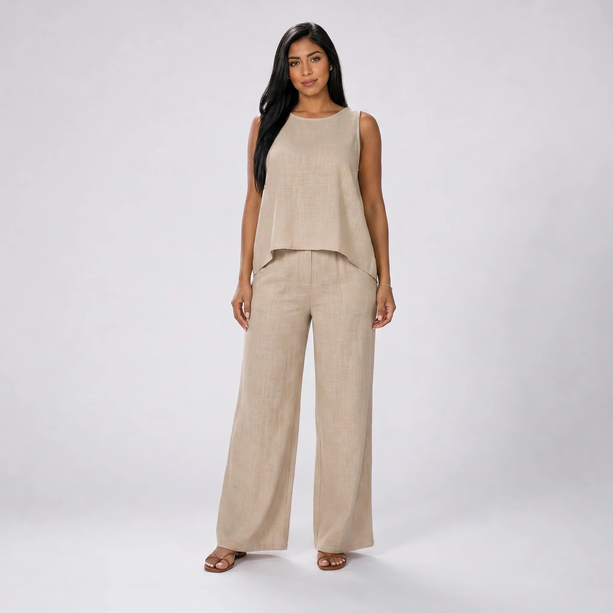 Crochet Back Wide Leg Set WHD0606008