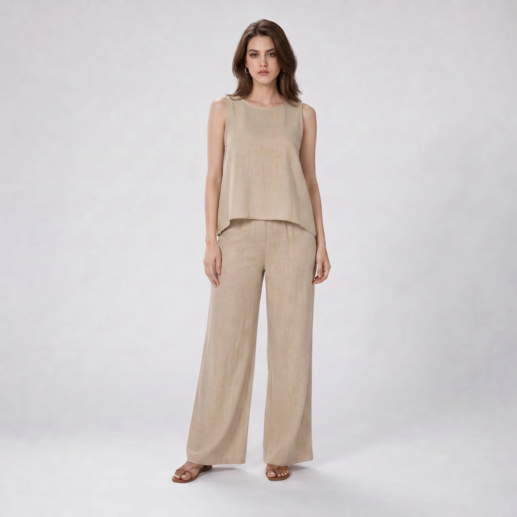 Crochet Back Wide Leg Set WHD0606008