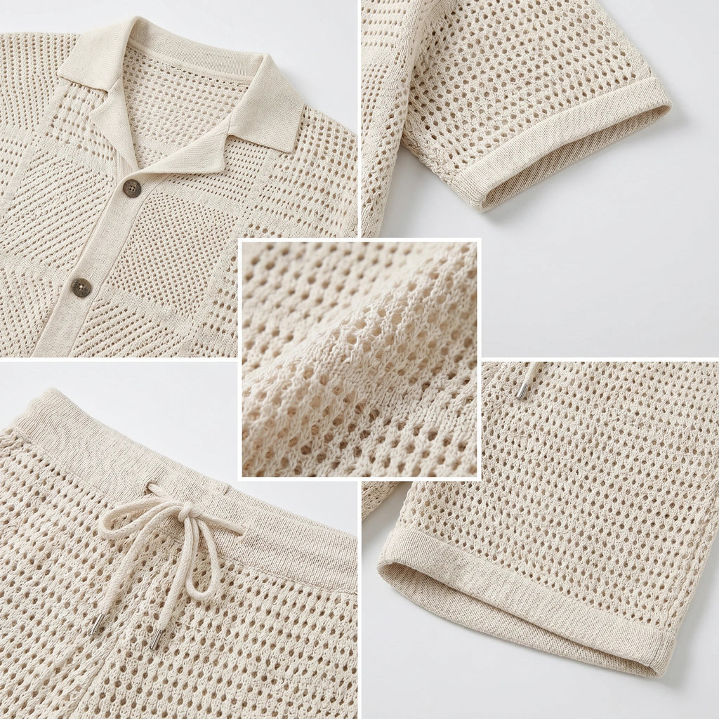 Openwork Button Short Set WHD0606010