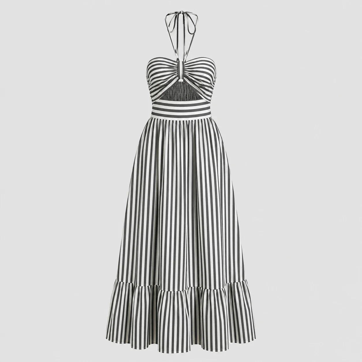 Ruched Halter Maxi Dress WHD0606011