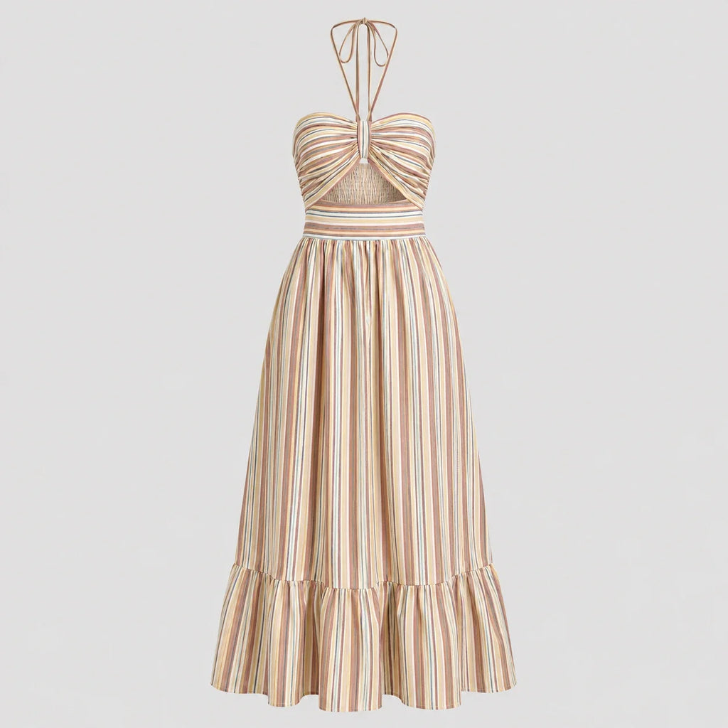 Ruched Halter Maxi Dress WHD0606011
