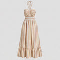 Ruched Halter Maxi Dress WHD0606011