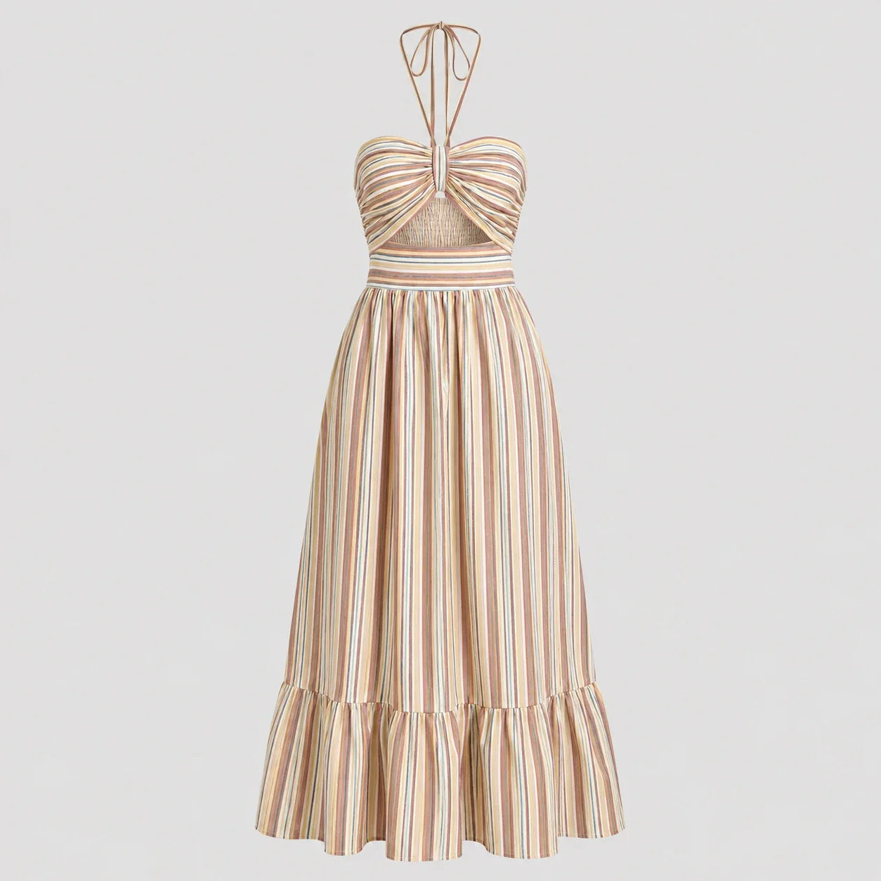 Ruched Halter Maxi Dress WHD0606011
