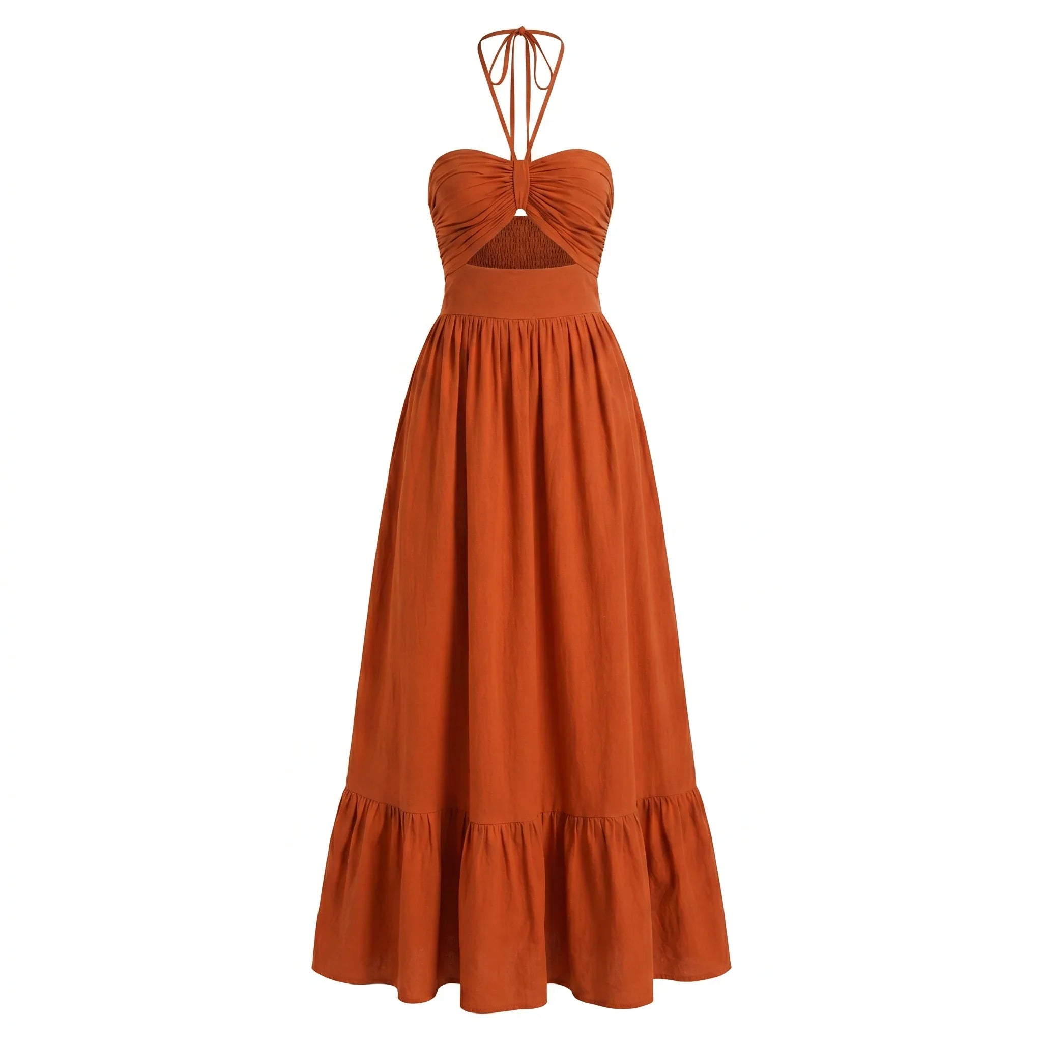 Ruched Halter Maxi Dress WHD0606011