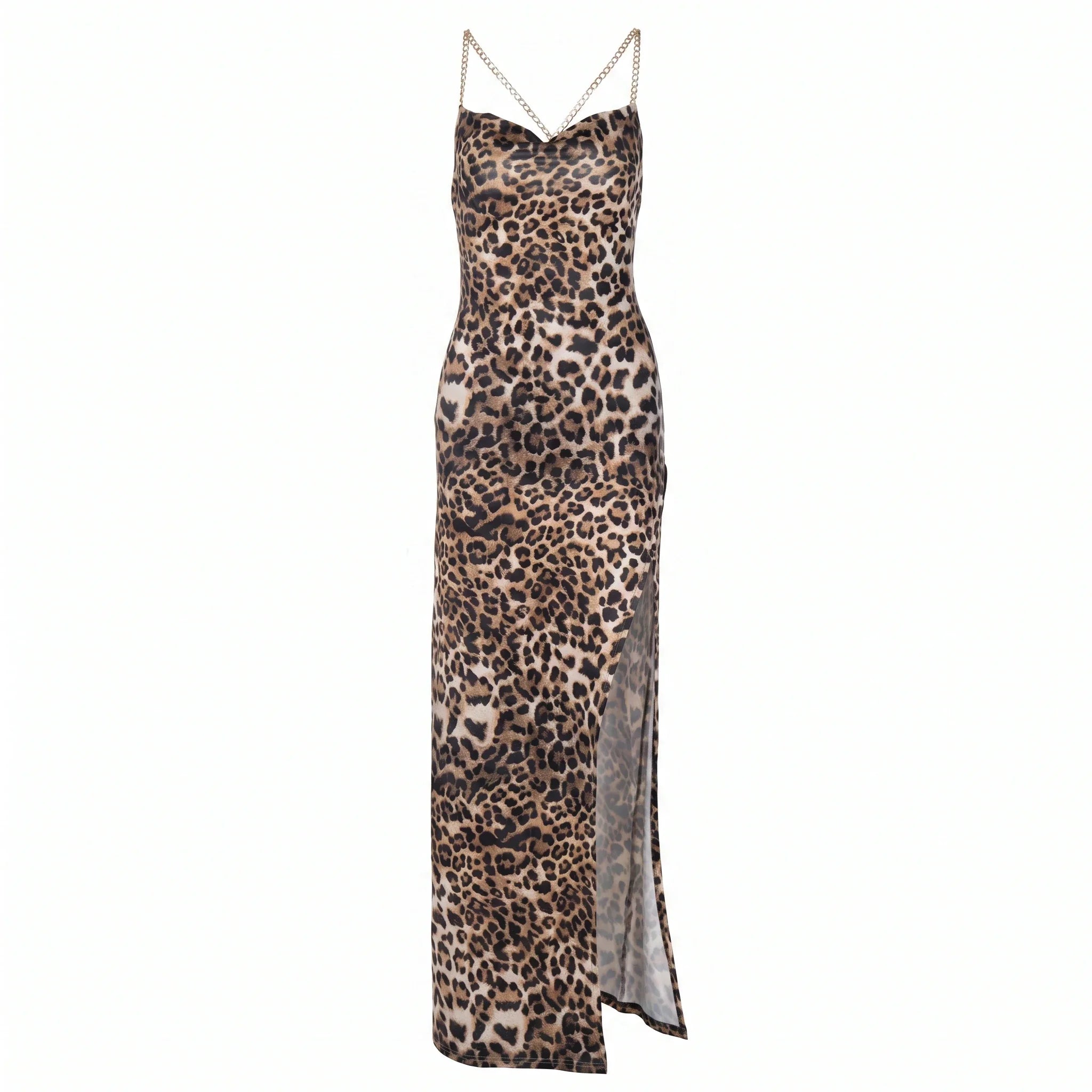 Leopard Chain Strap Maxi Dress WHD0606012