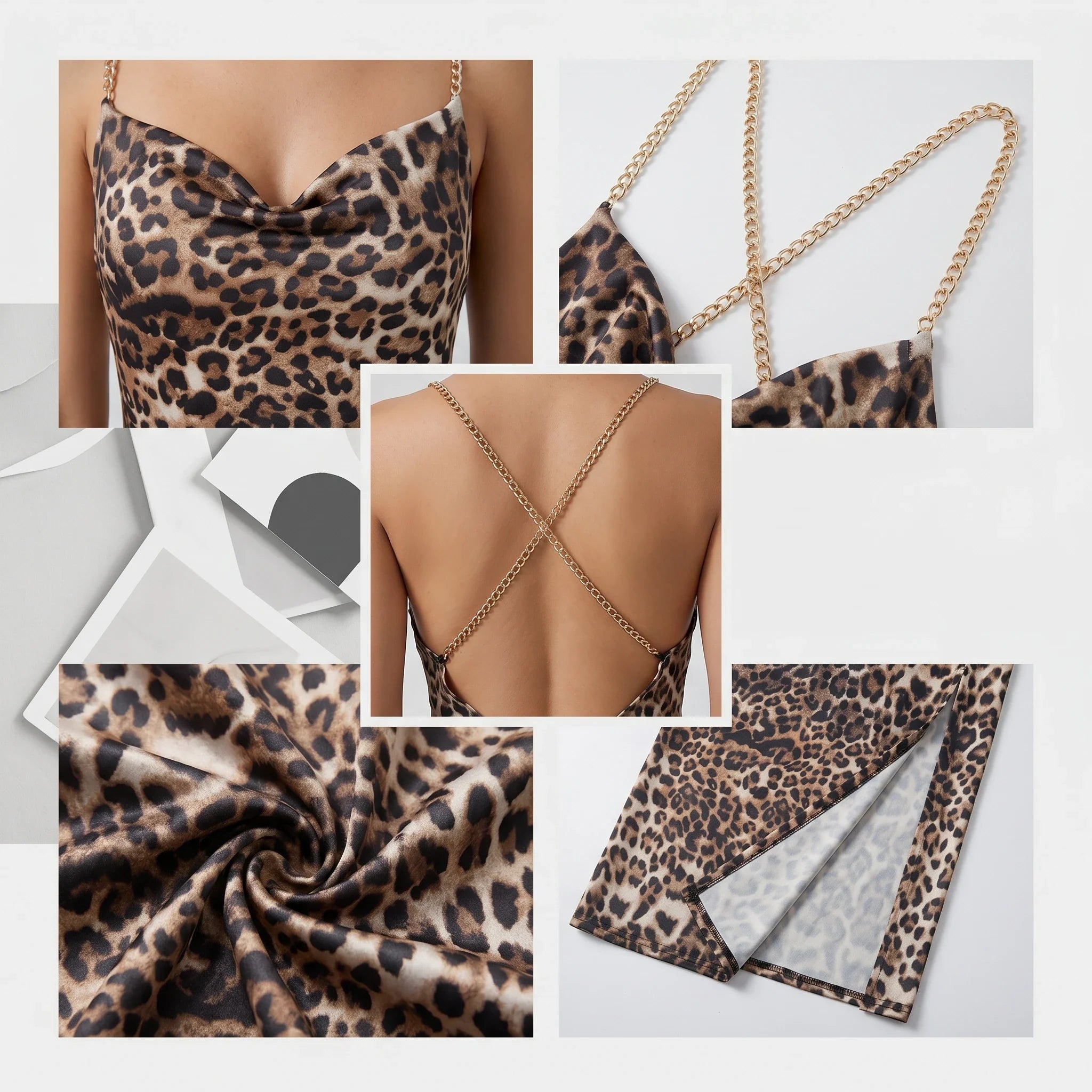 Leopard Chain Strap Maxi Dress WHD0606012