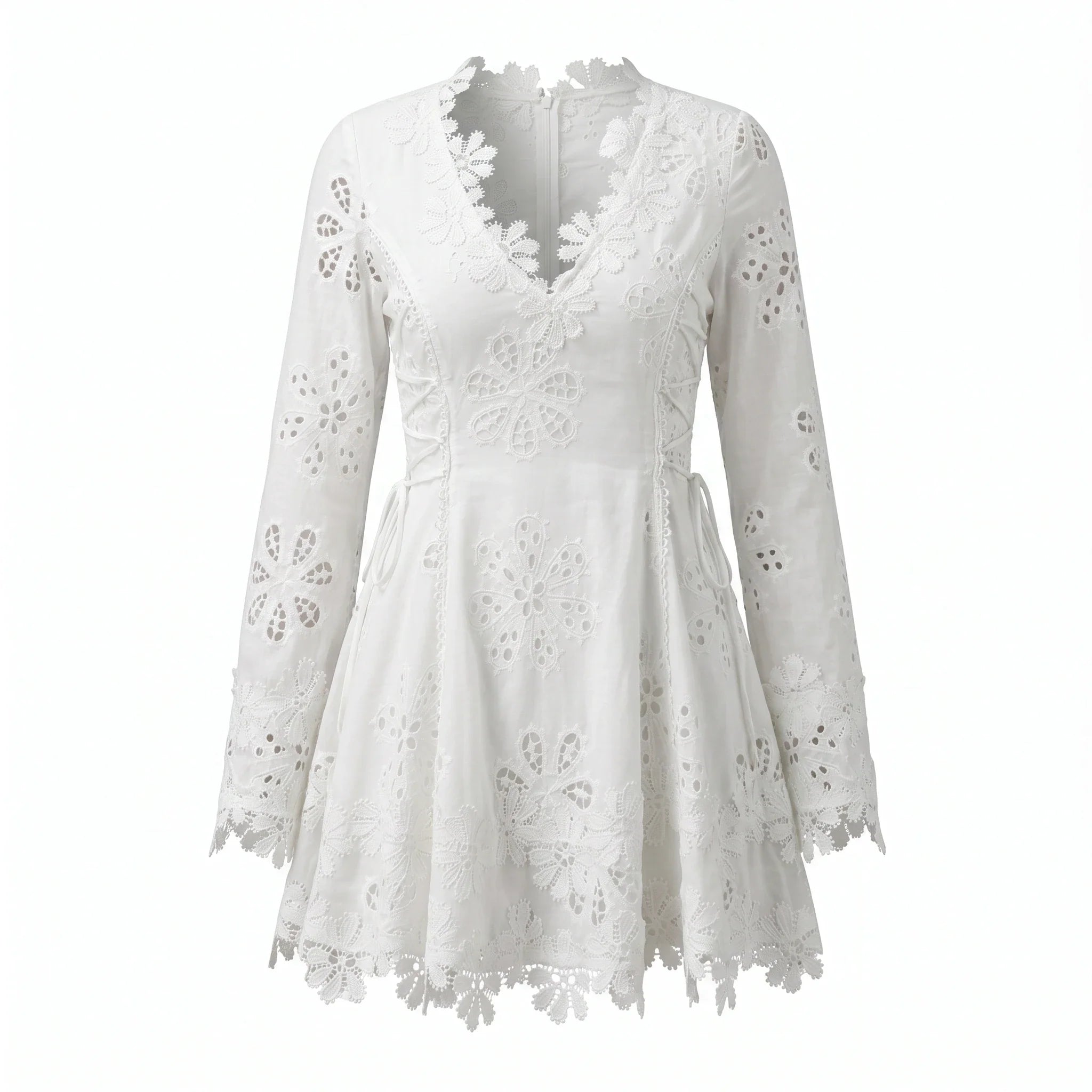 White Eyelet Lace Mini Dress WHD0606013