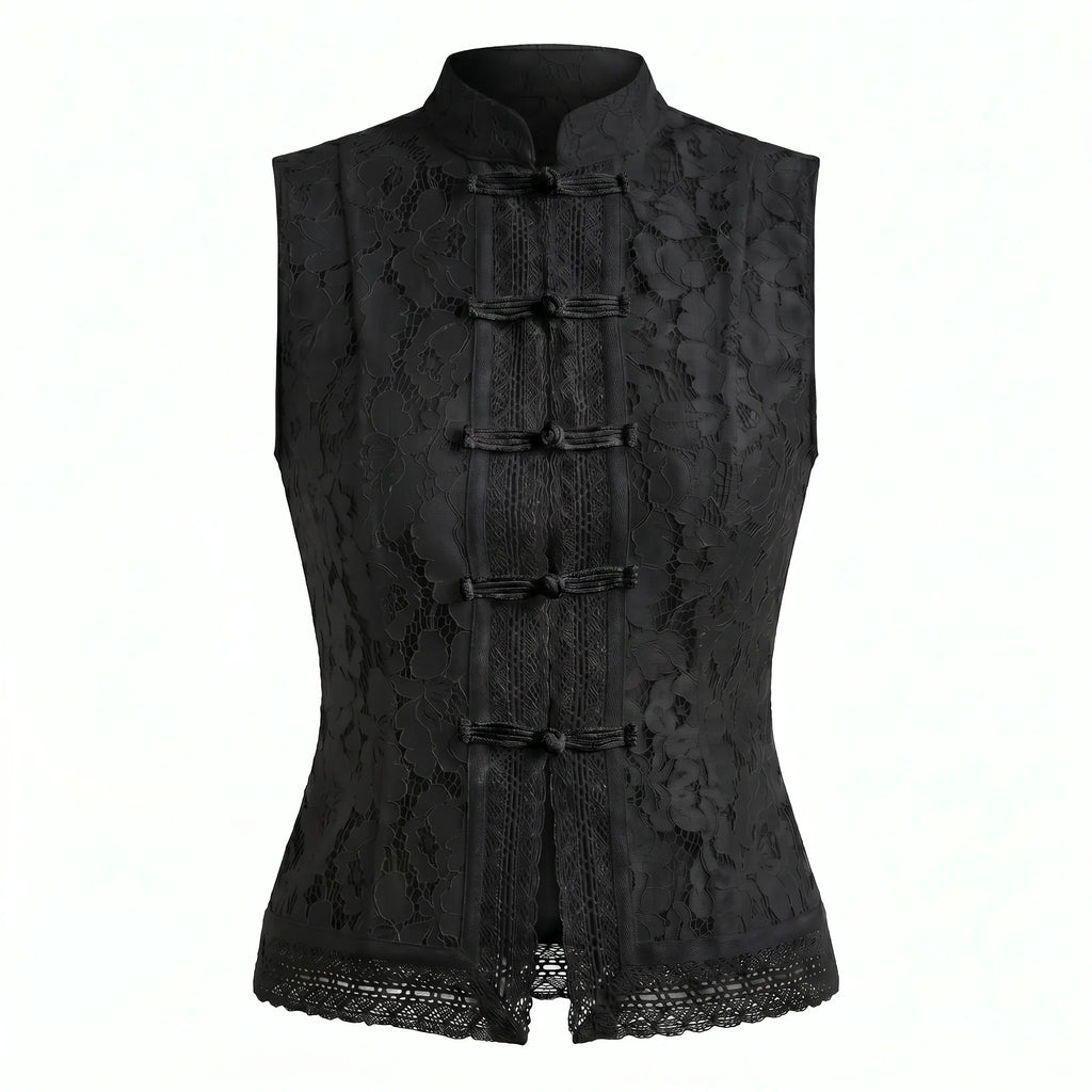 Lace Frog Closure Sleeveless Top WHD0606014
