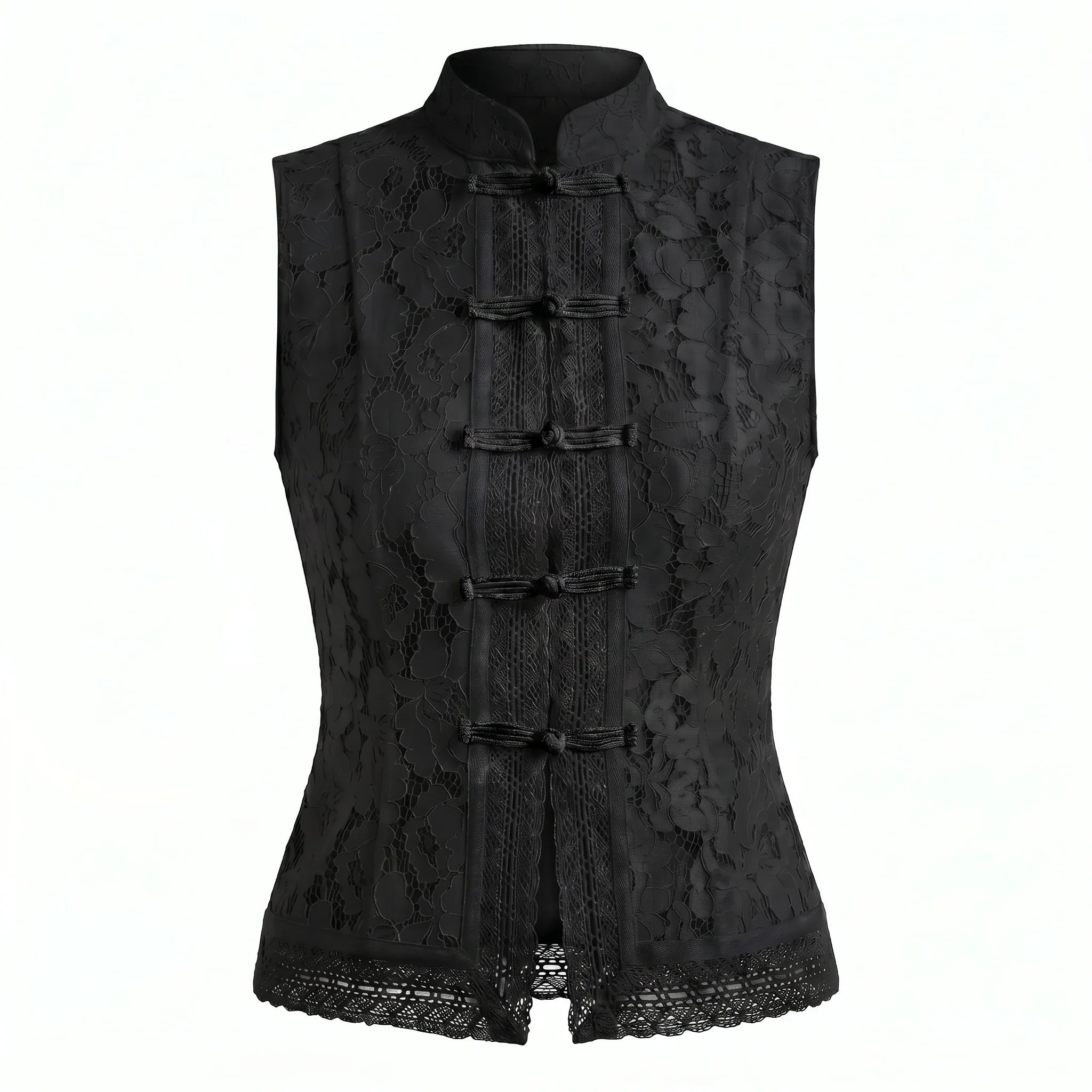 Lace Frog Closure Sleeveless Top WHD0606014