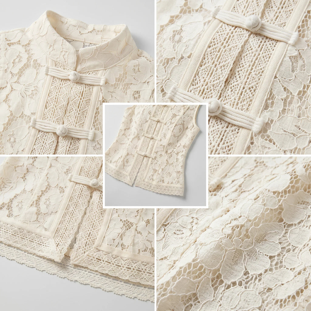 Lace Frog Closure Sleeveless Top WHD0606014
