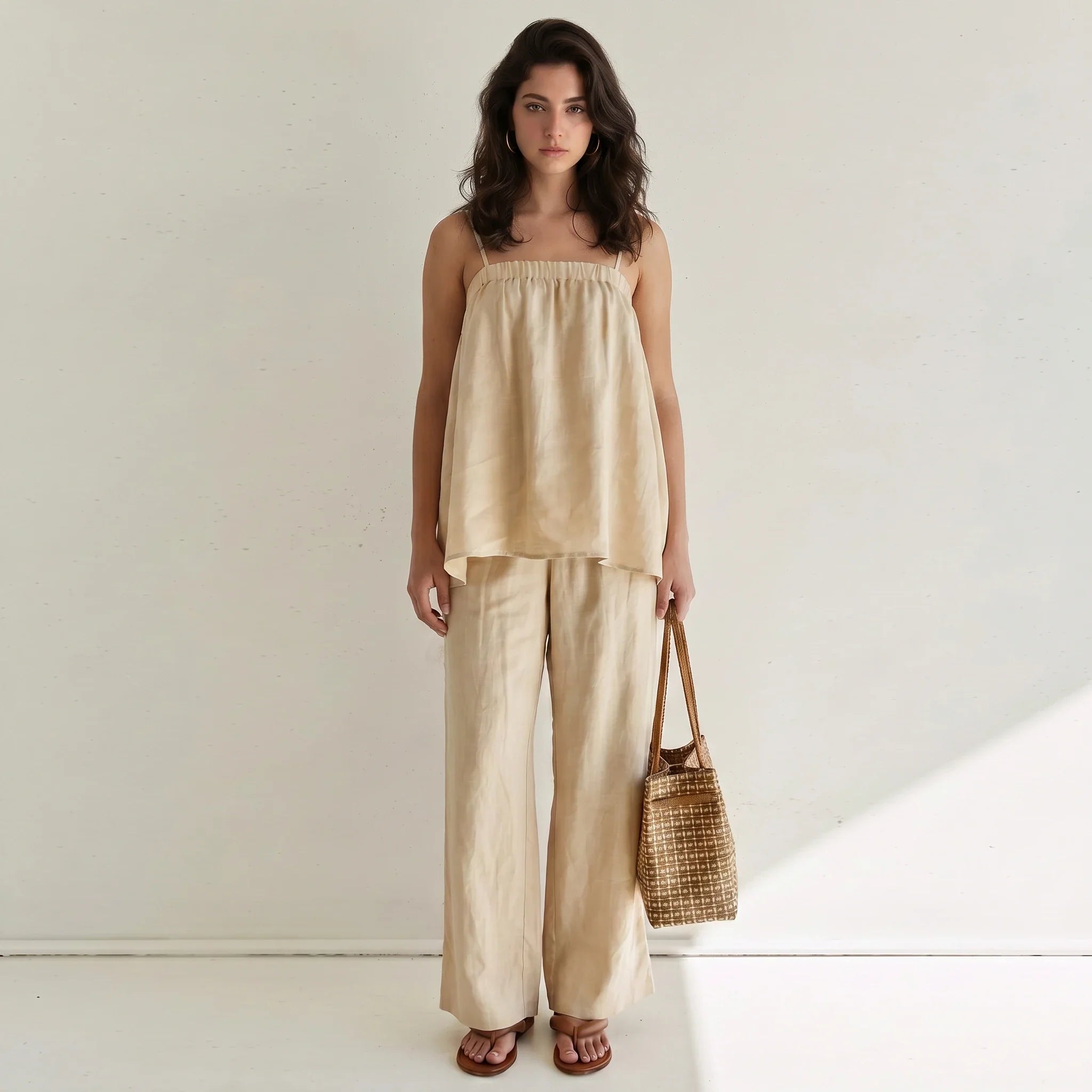 Linen-Look Cami Pants Set WHD0606015