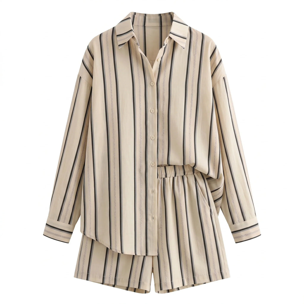 Striped Shirt Shorts Set WHD0606016