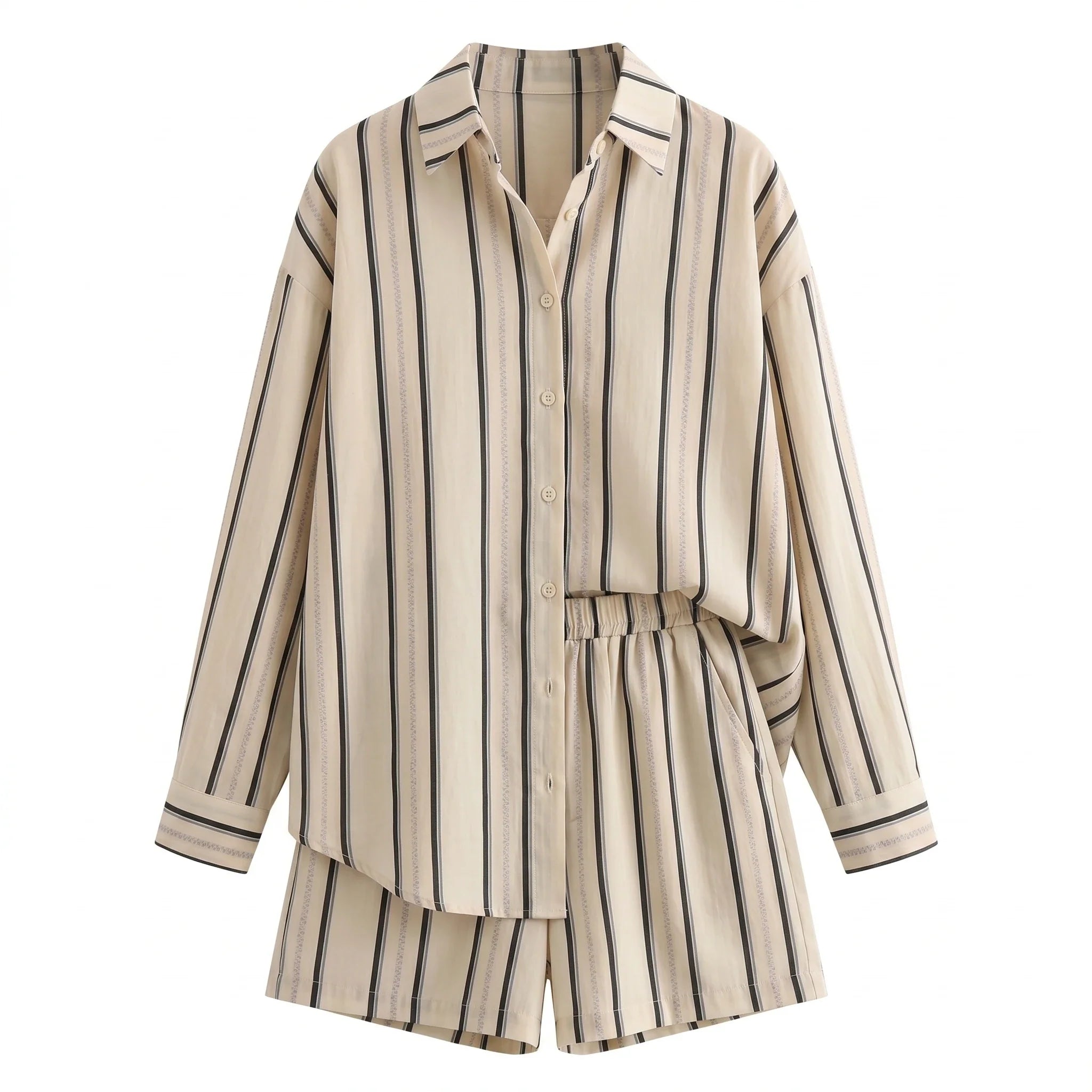 Striped Shirt Shorts Set WHD0606016