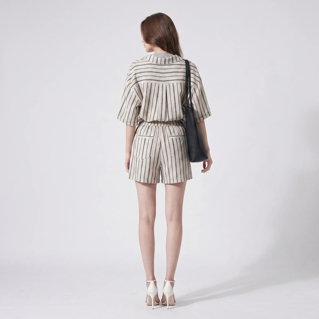 Striped Shirt Shorts Set WHD0606016