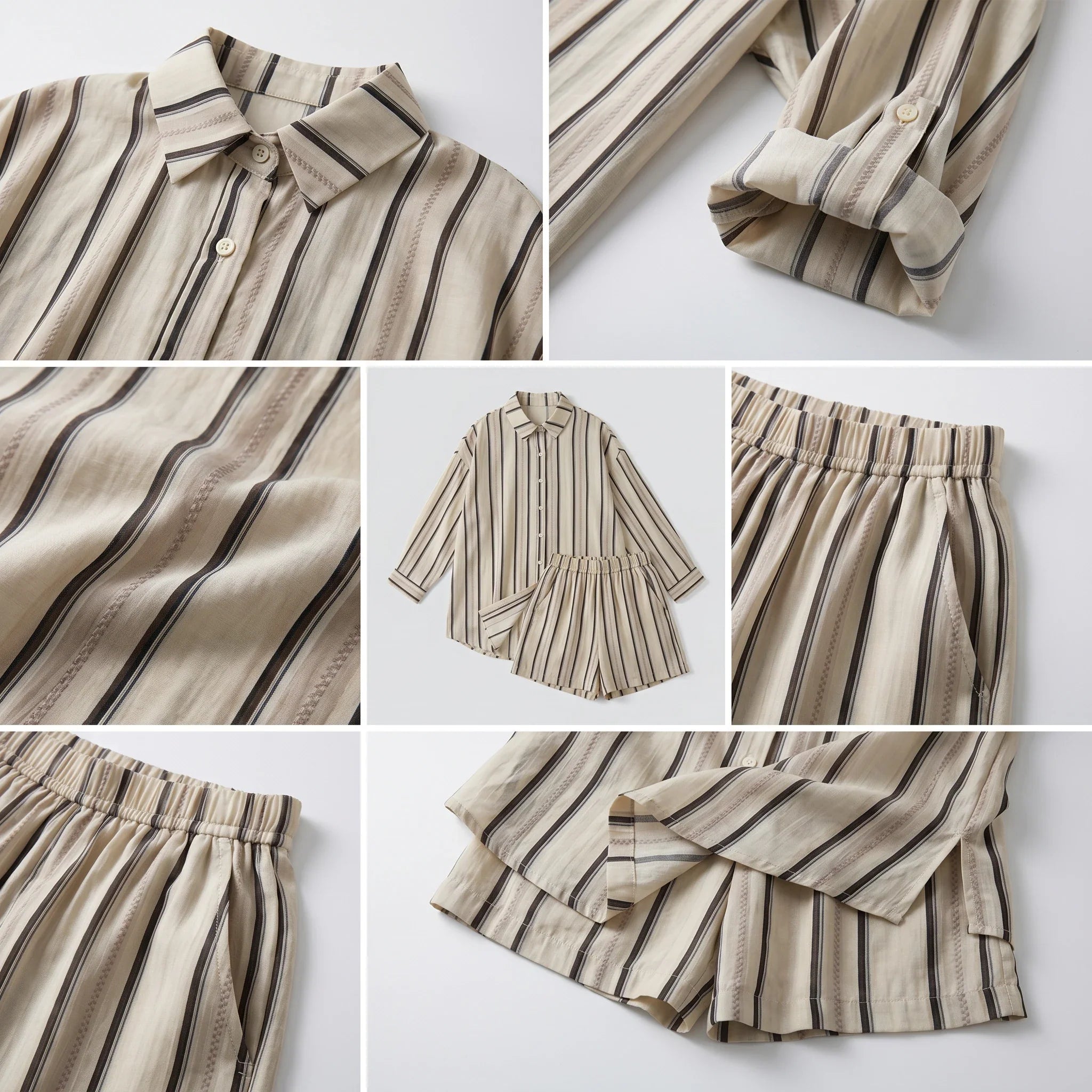 Striped Shirt Shorts Set WHD0606016