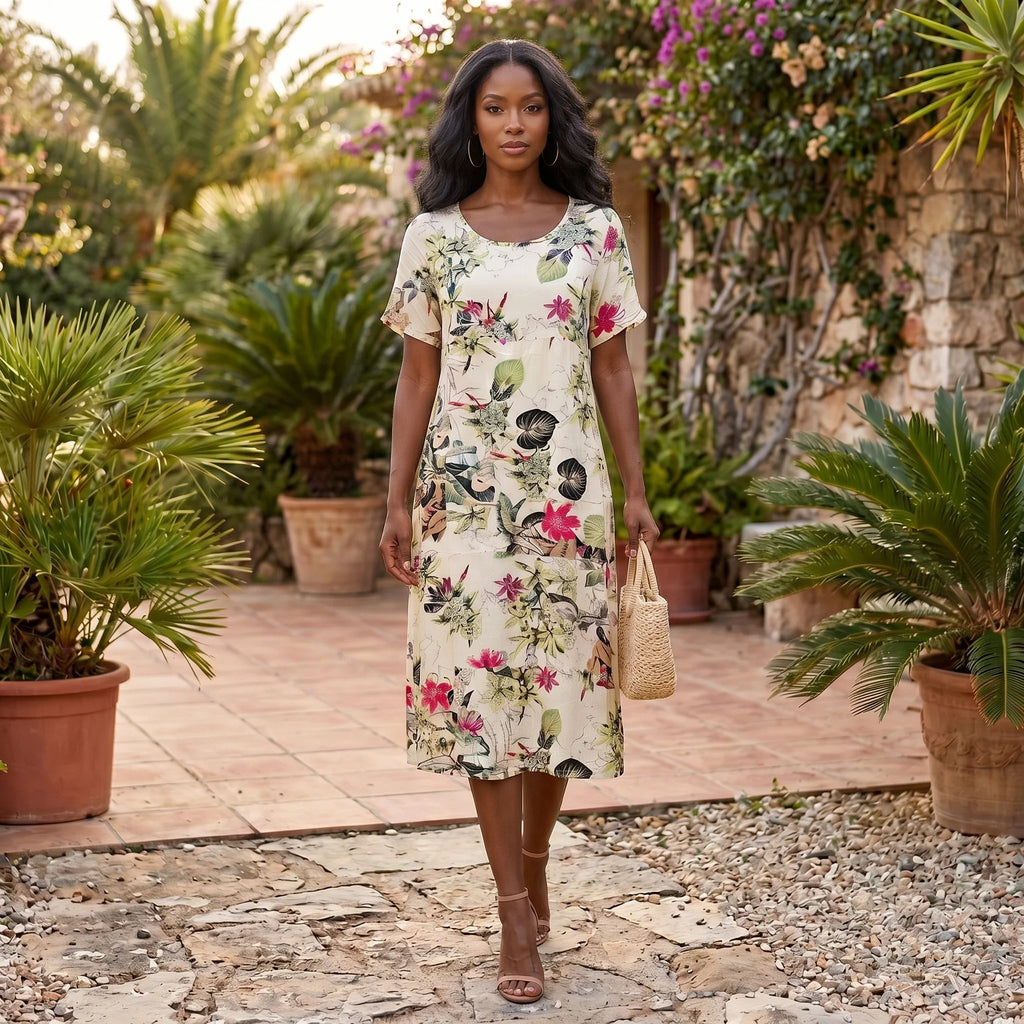 Tropical Floral Midi Dress WHD0606017