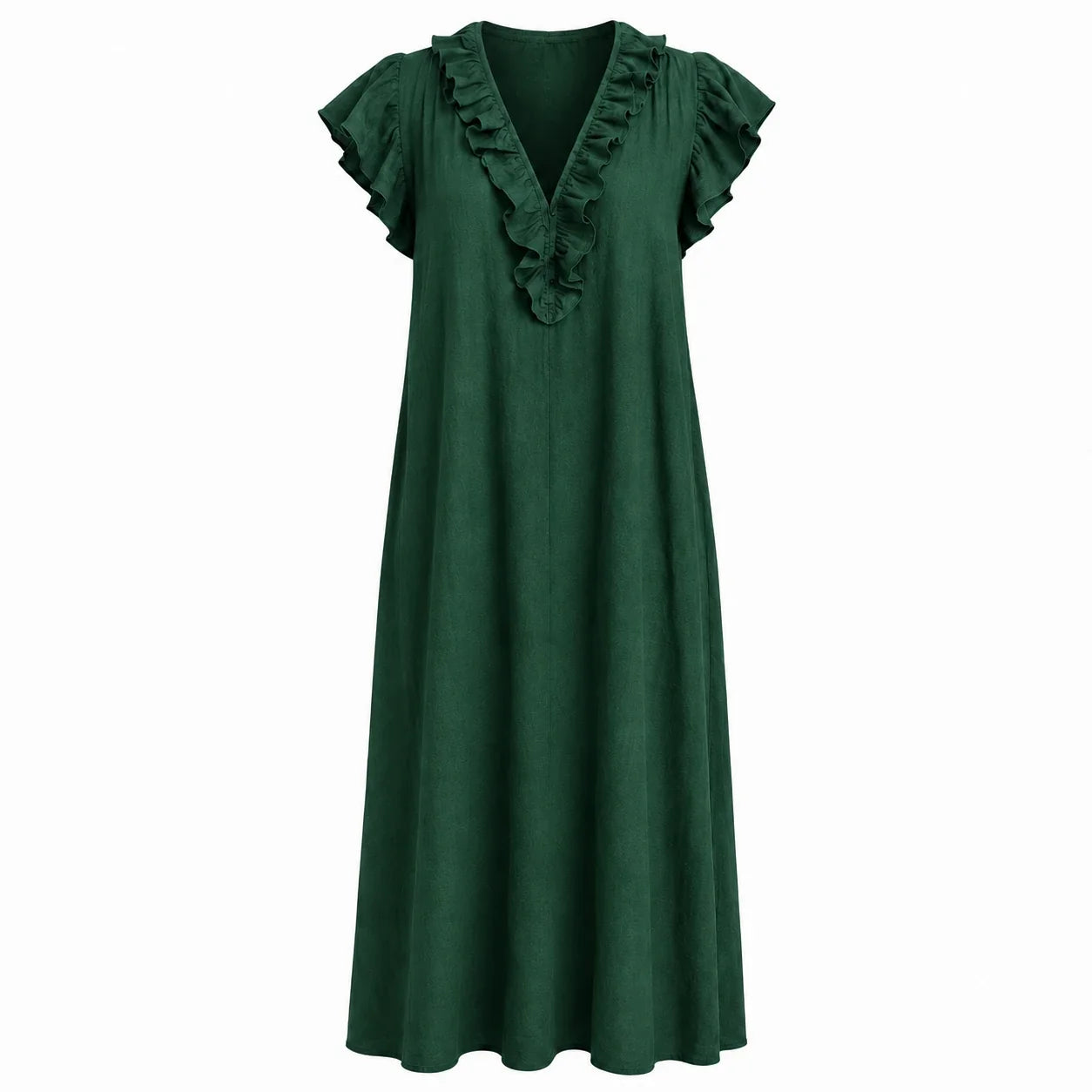 Ruffle V-Neck Maxi Dress WHD0606018