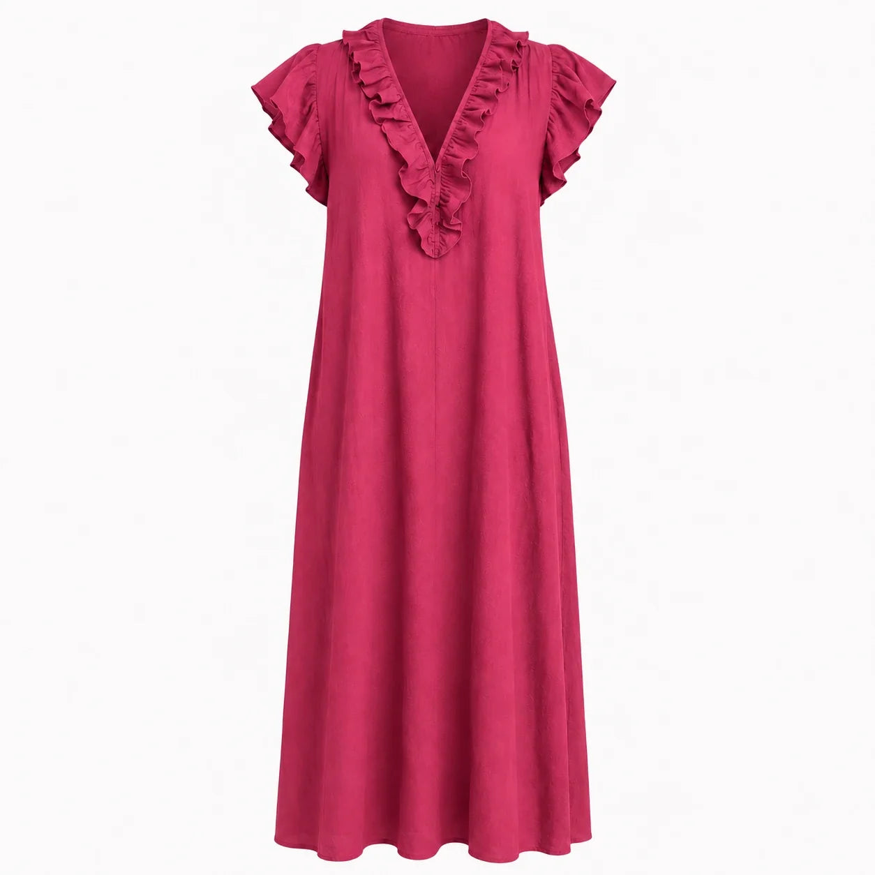 Ruffle V-Neck Maxi Dress WHD0606018