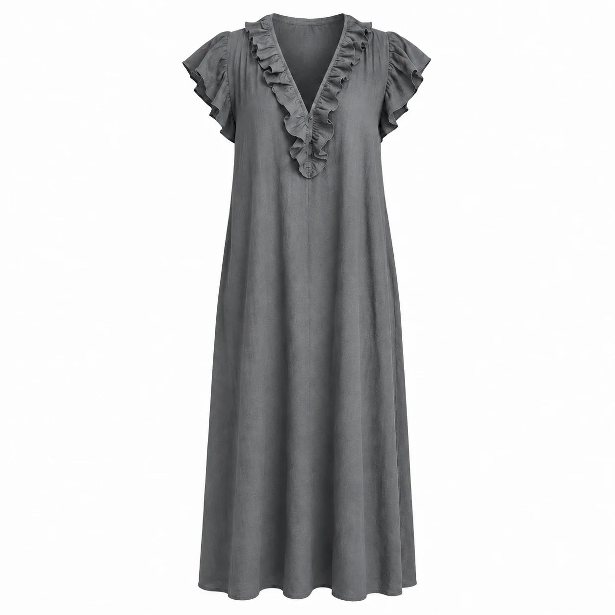 Ruffle V-Neck Maxi Dress WHD0606018
