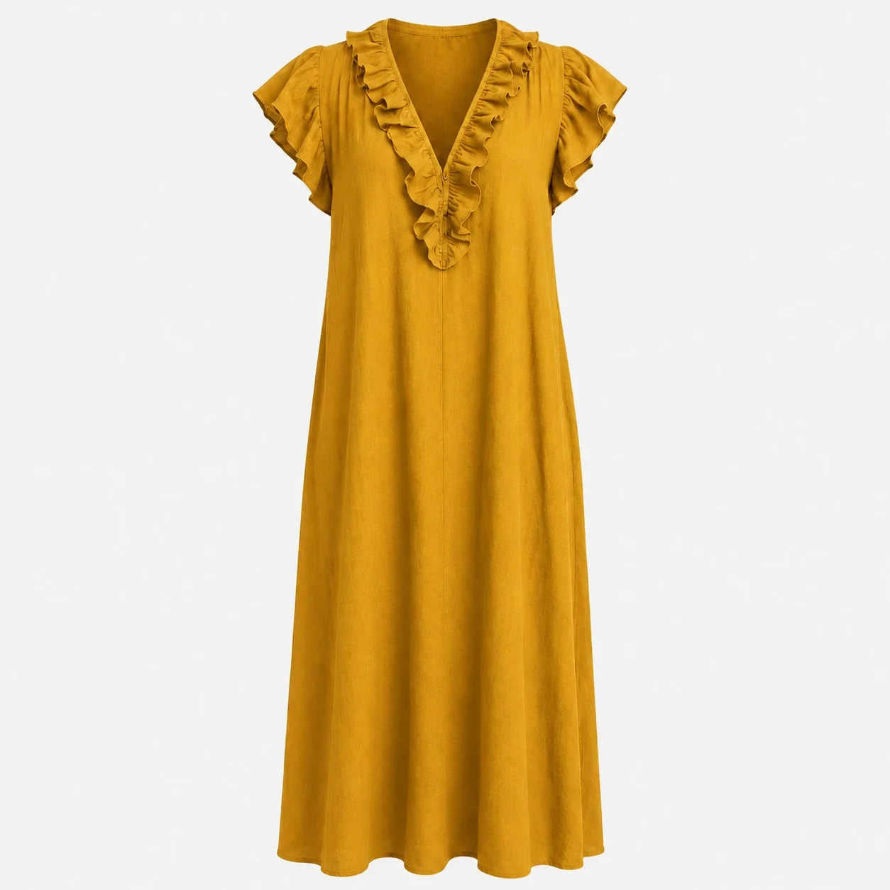 Ruffle V-Neck Maxi Dress WHD0606018