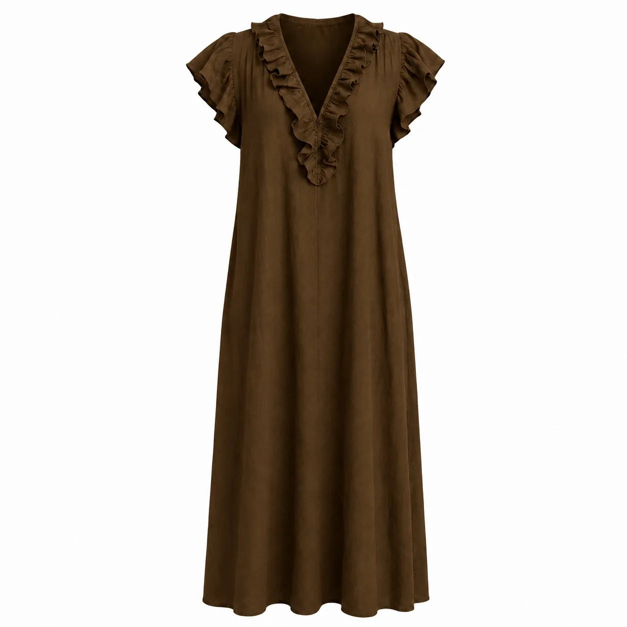 Ruffle V-Neck Maxi Dress WHD0606018