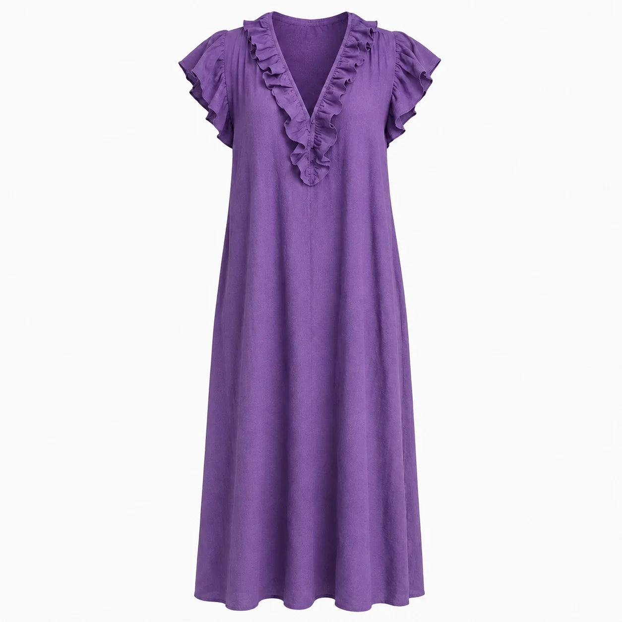 Ruffle V-Neck Maxi Dress WHD0606018