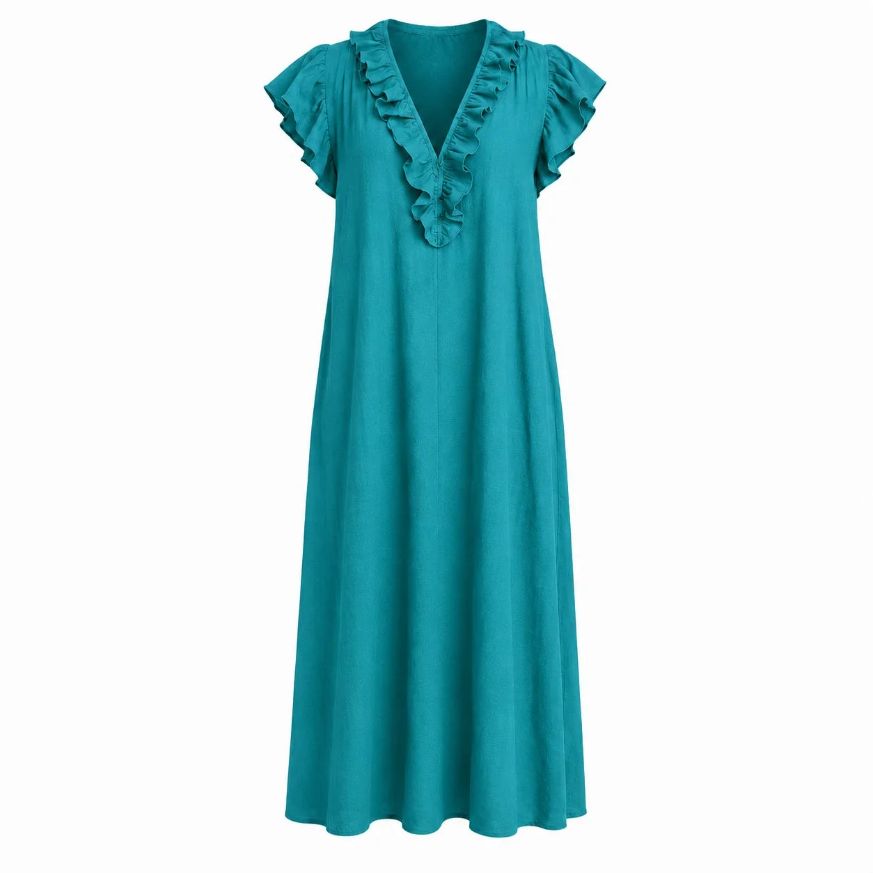 Ruffle V-Neck Maxi Dress WHD0606018