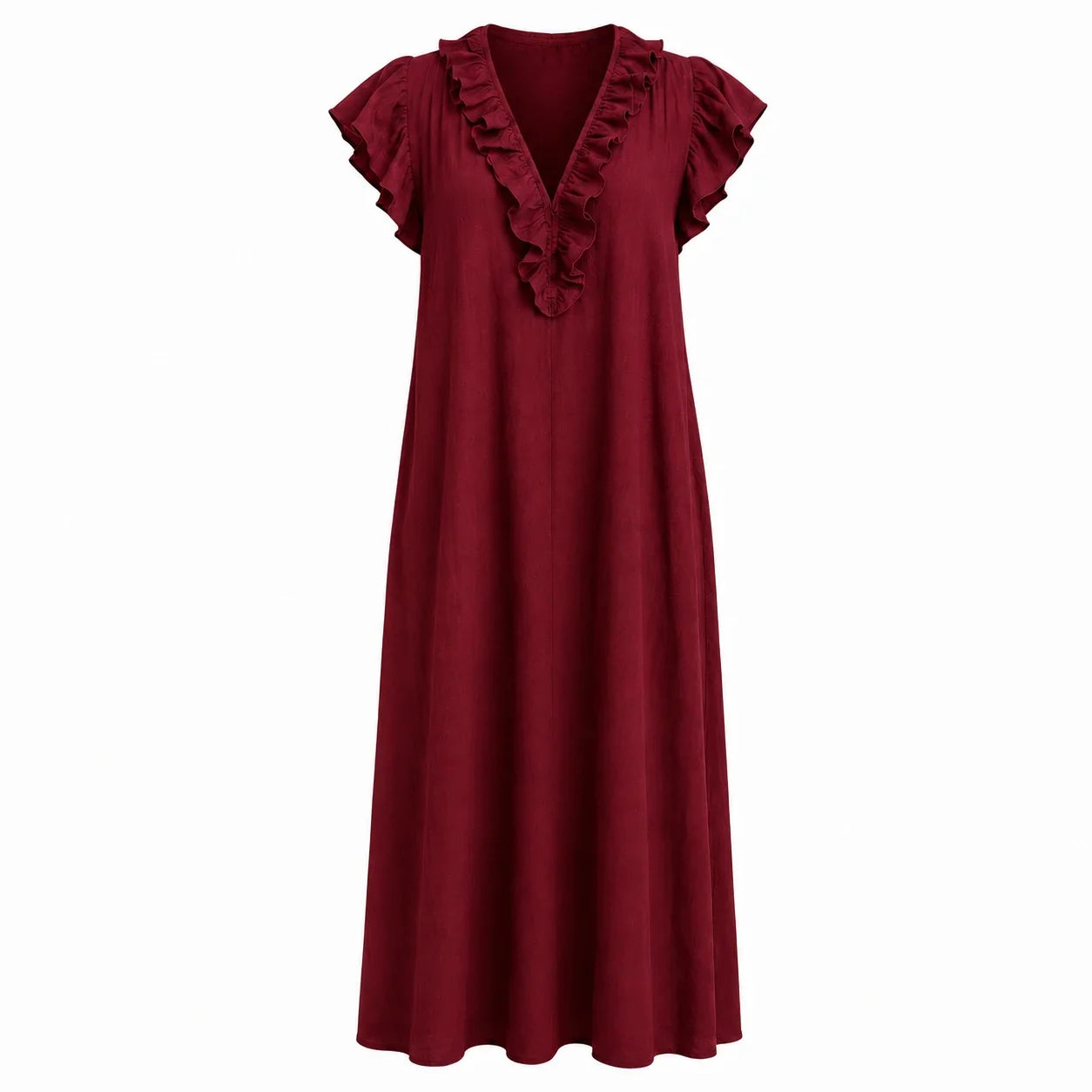 Ruffle V-Neck Maxi Dress WHD0606018