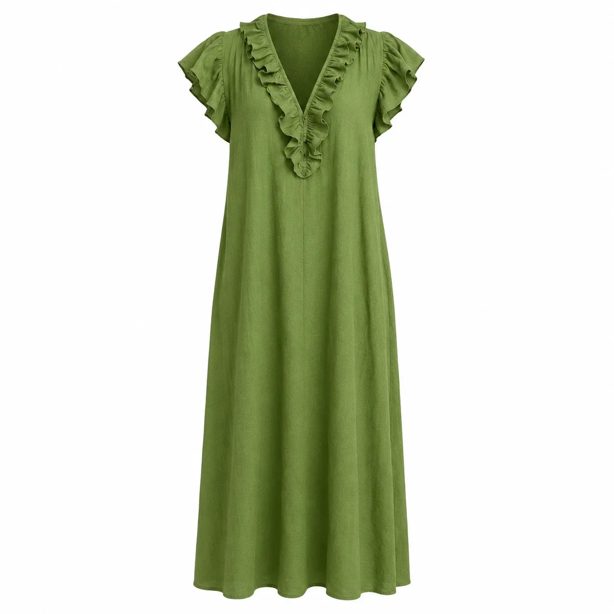 Ruffle V-Neck Maxi Dress WHD0606018